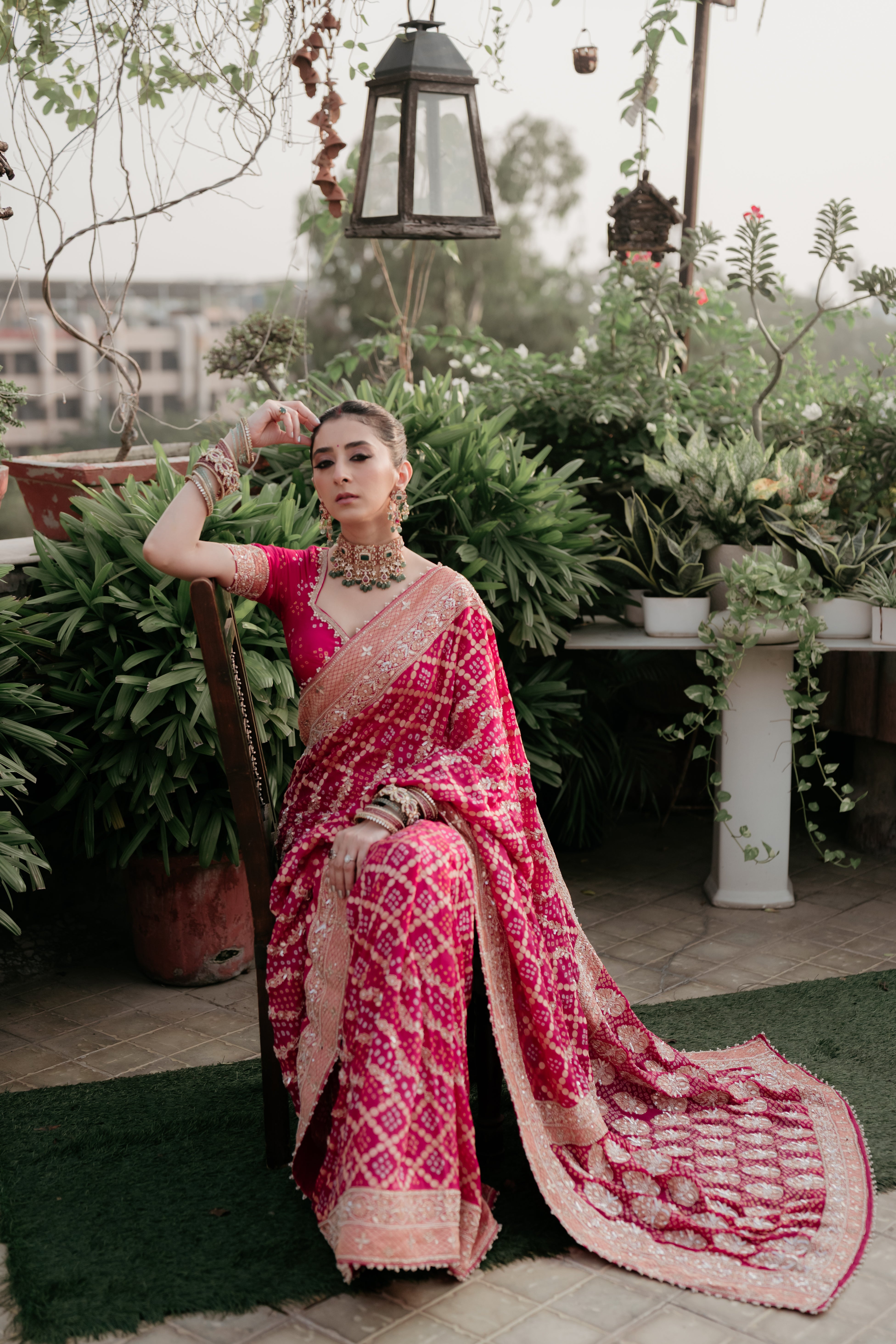 Kritikka aavasti inspired Khadi Georgette Bandhani Saree