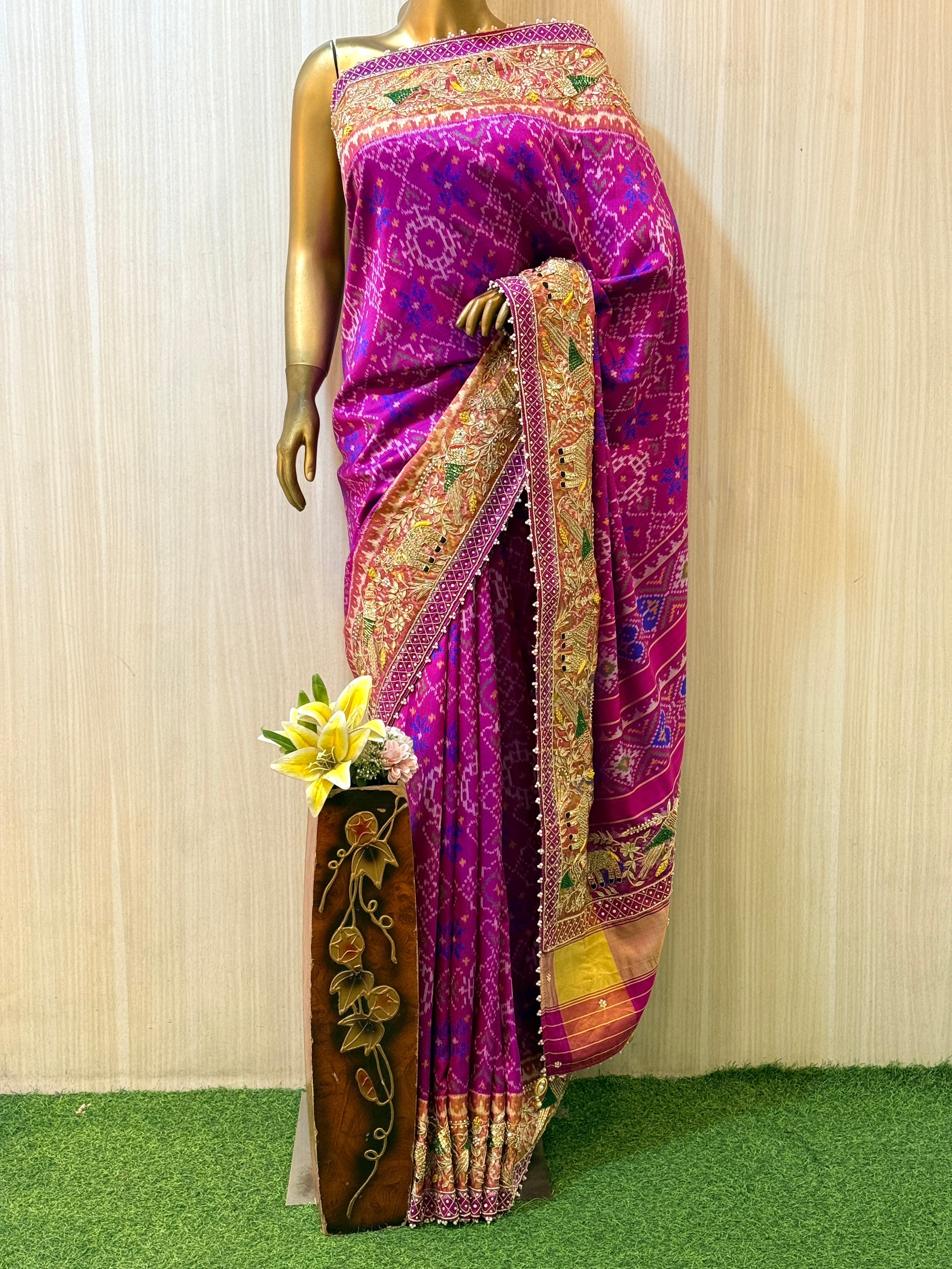 Vedika Magenta Patola Silk Saree