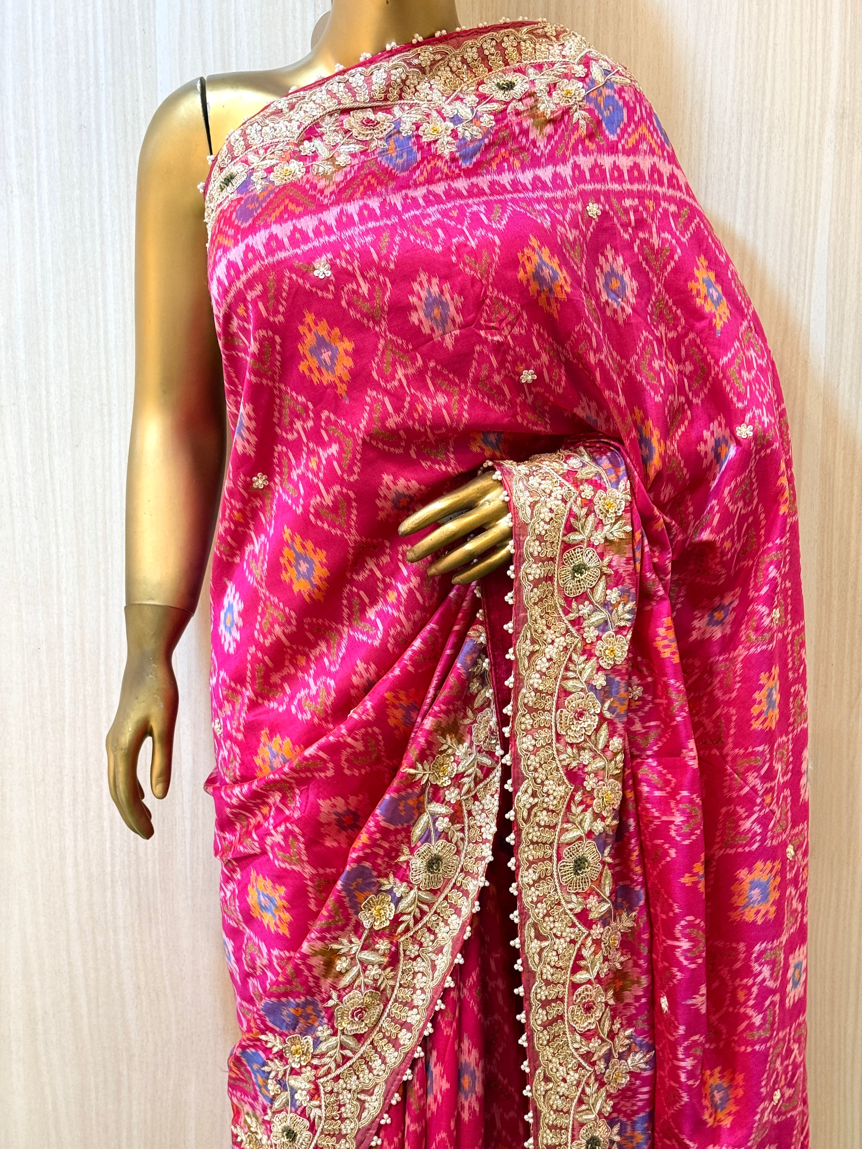 Nimisha Pink Patola Silk Saree