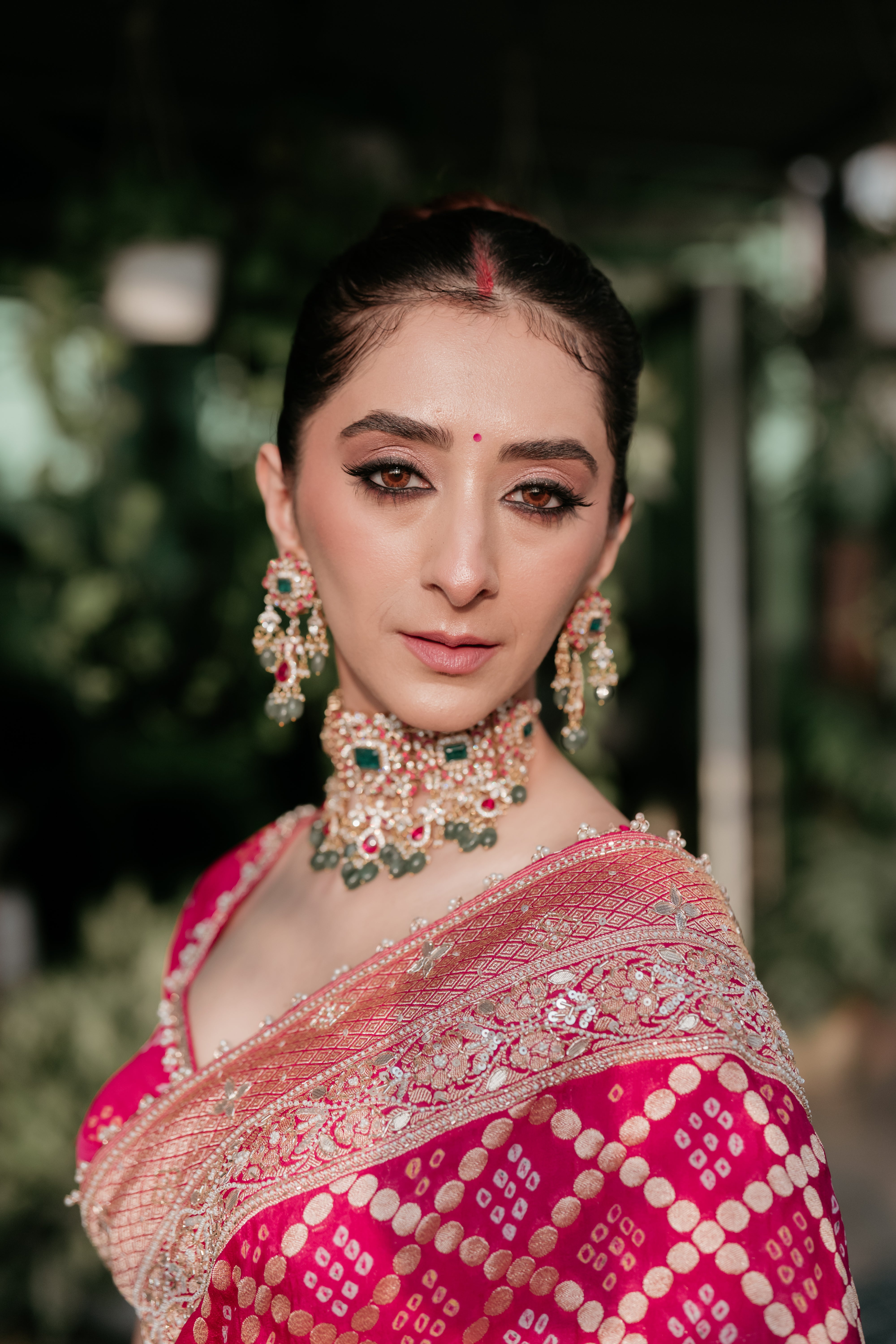 Kritikka aavasti inspired Khadi Georgette Bandhani Saree