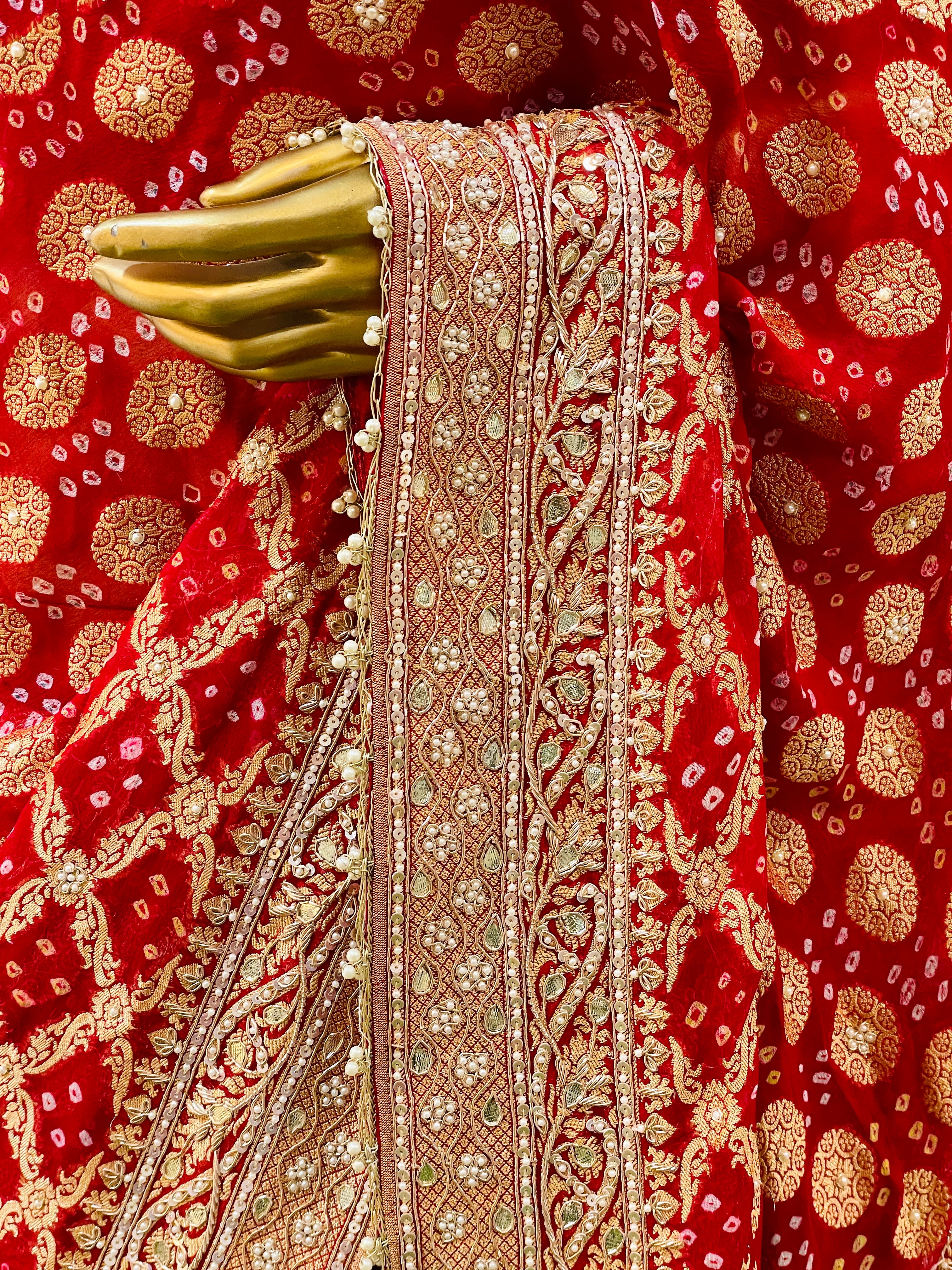 Rinaa Khadi Geogette Bandhani Saree