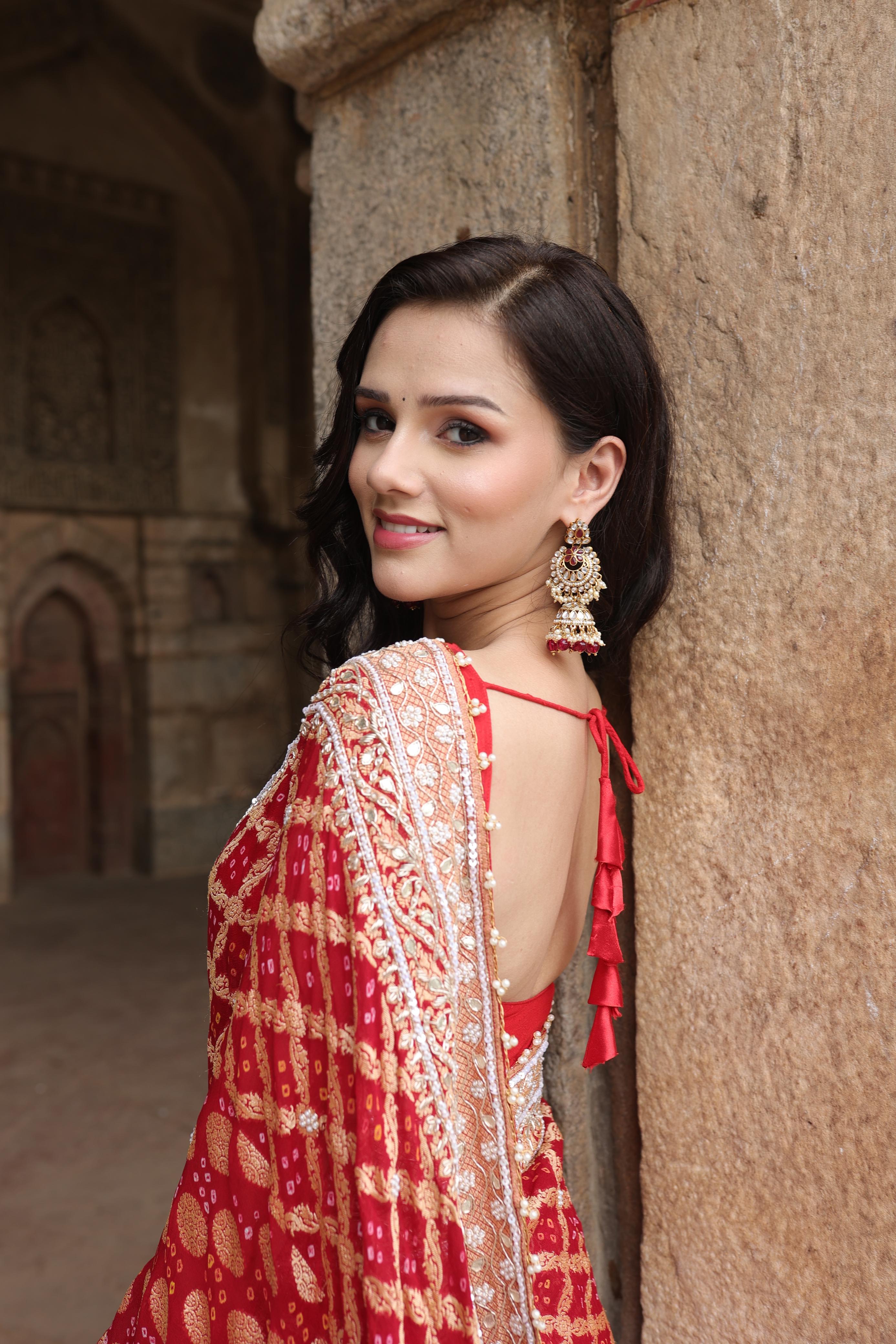 Rinaa Khadi Geogette Bandhani Saree