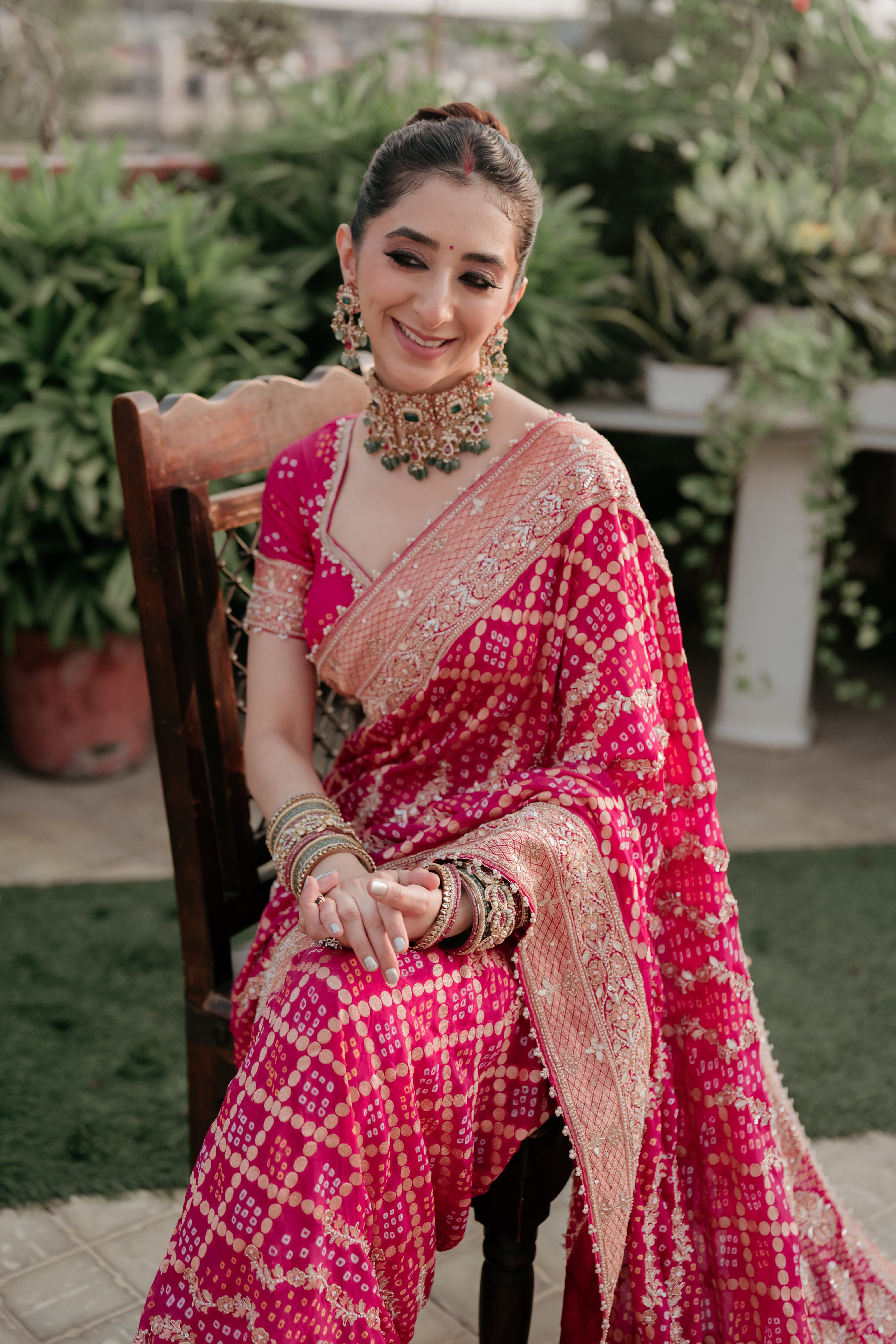 Kritikka aavasti inspired Khadi Georgette Bandhani Saree