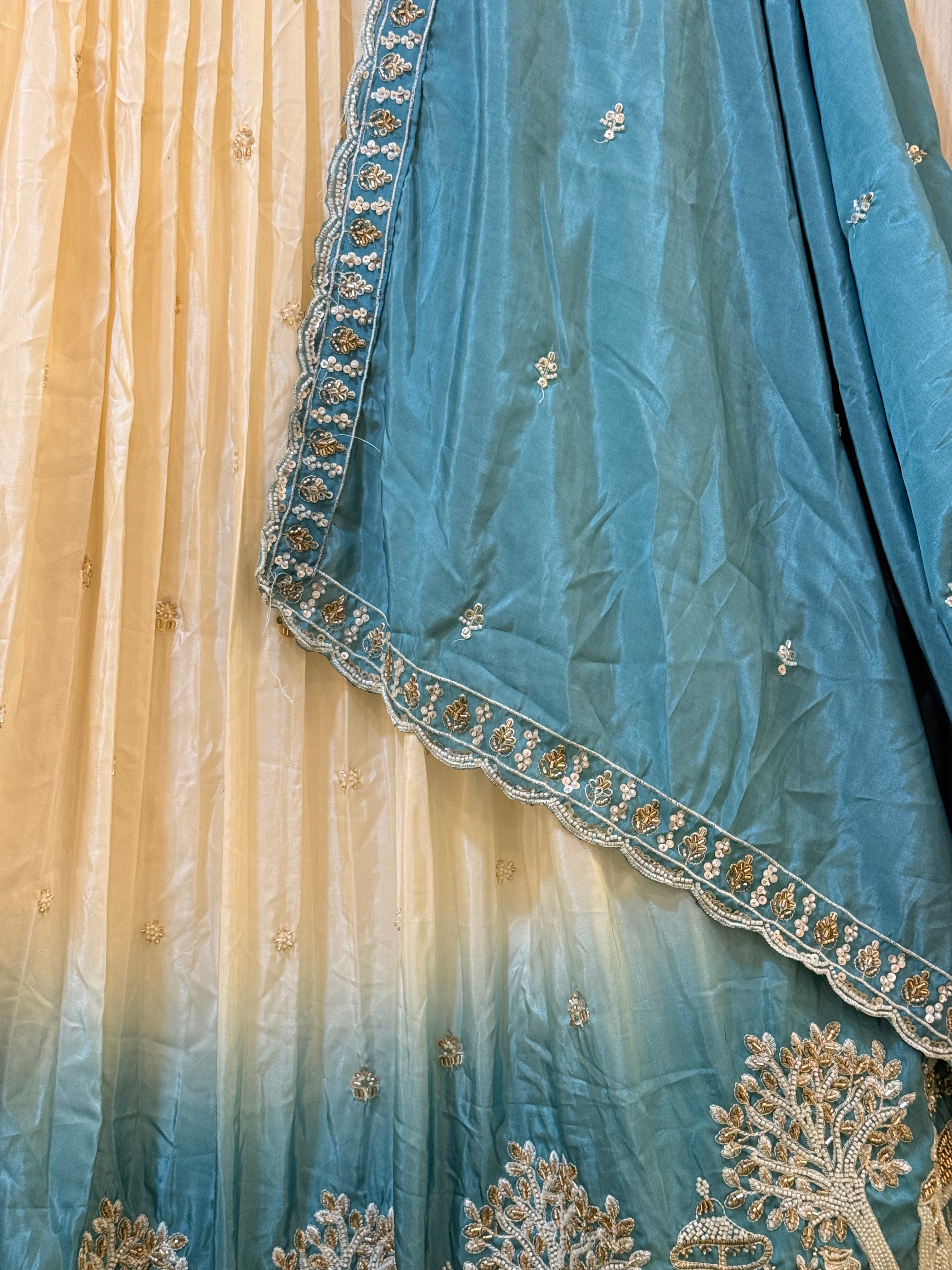 Riya Blue Ombre Tissue Silk Lehenga
