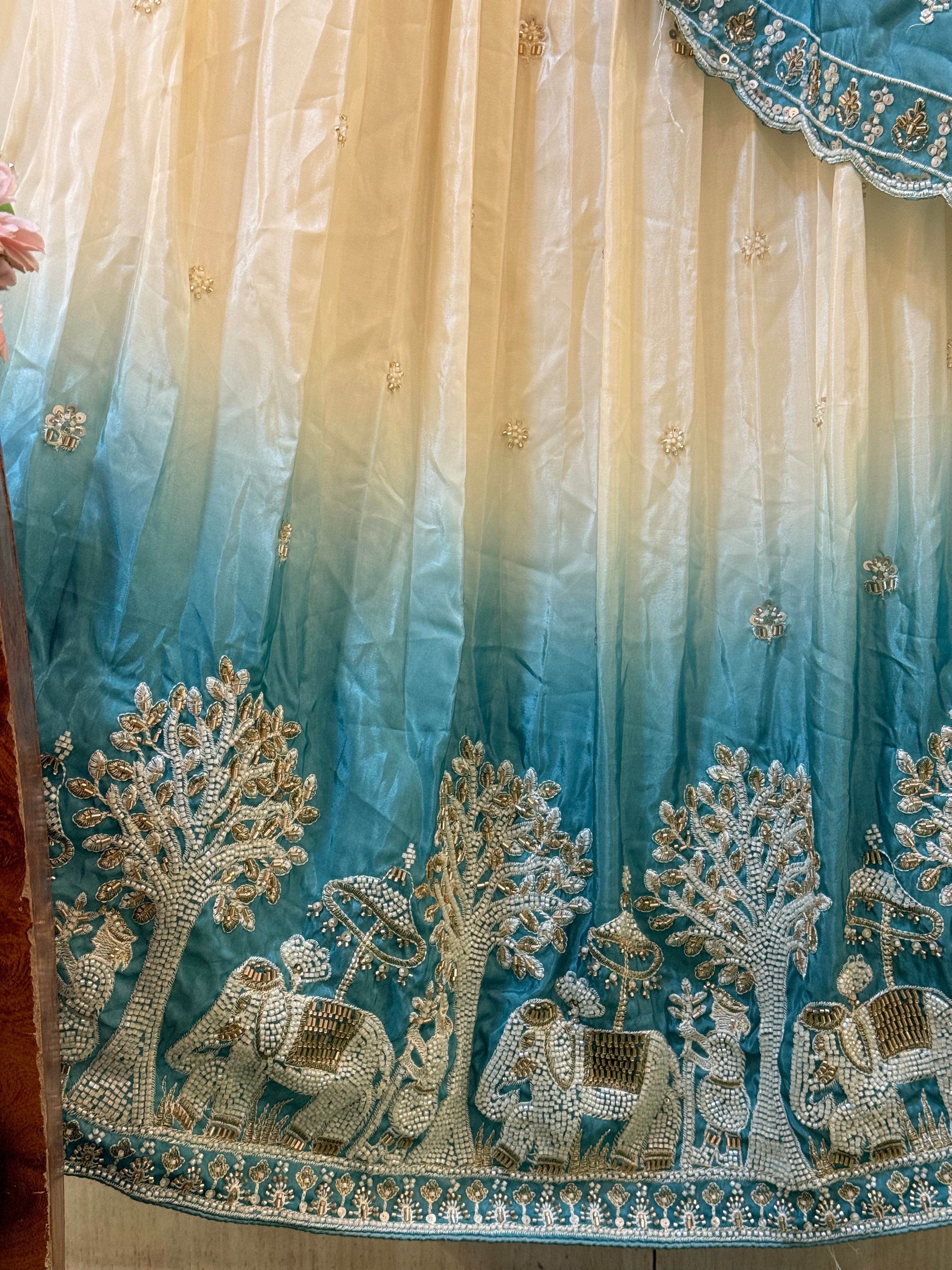 Riya Blue Ombre Tissue Silk Lehenga