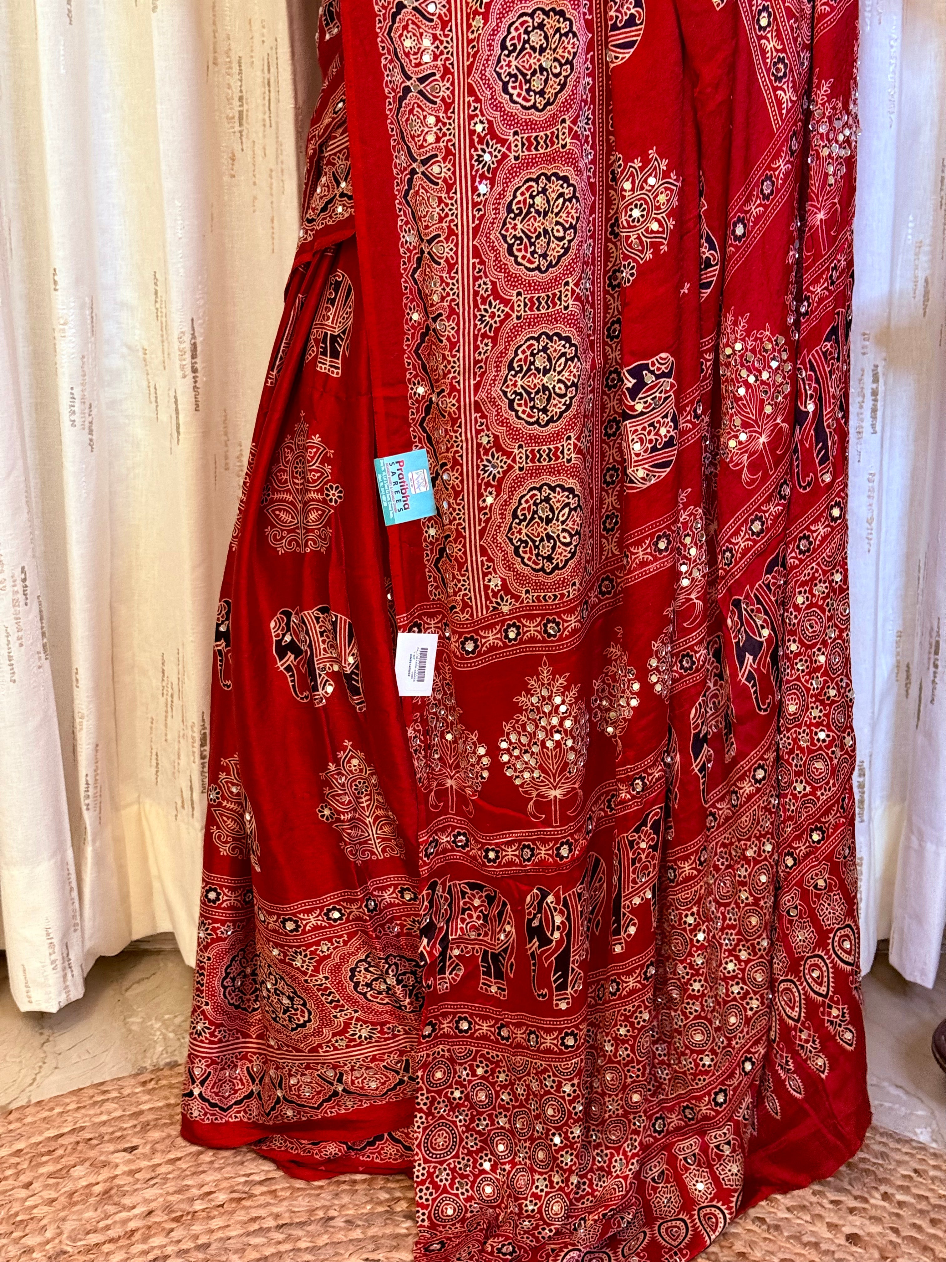Ruhani Modal Silk Ajrakh Saree