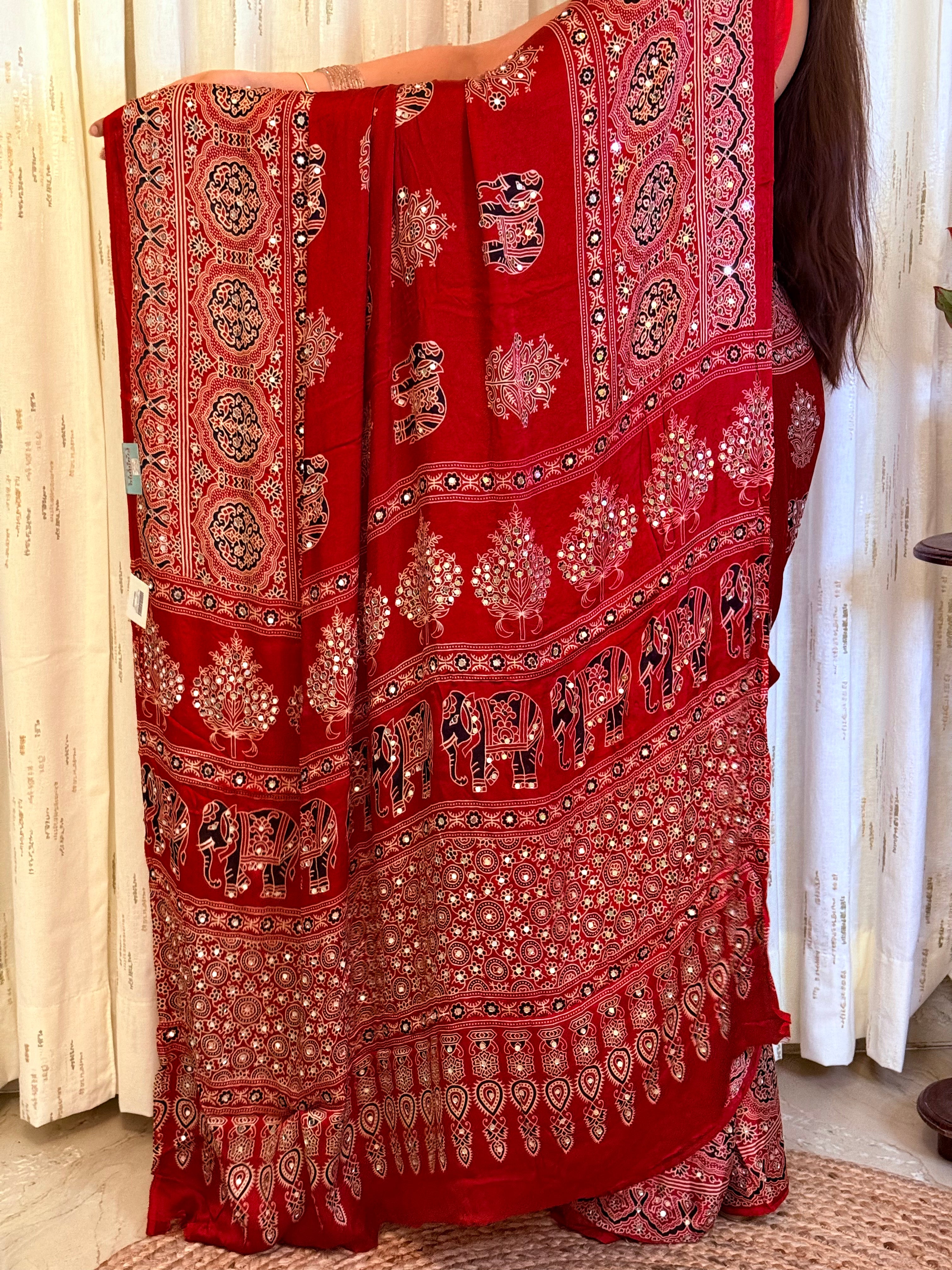 Ruhani Modal Silk Ajrakh Saree