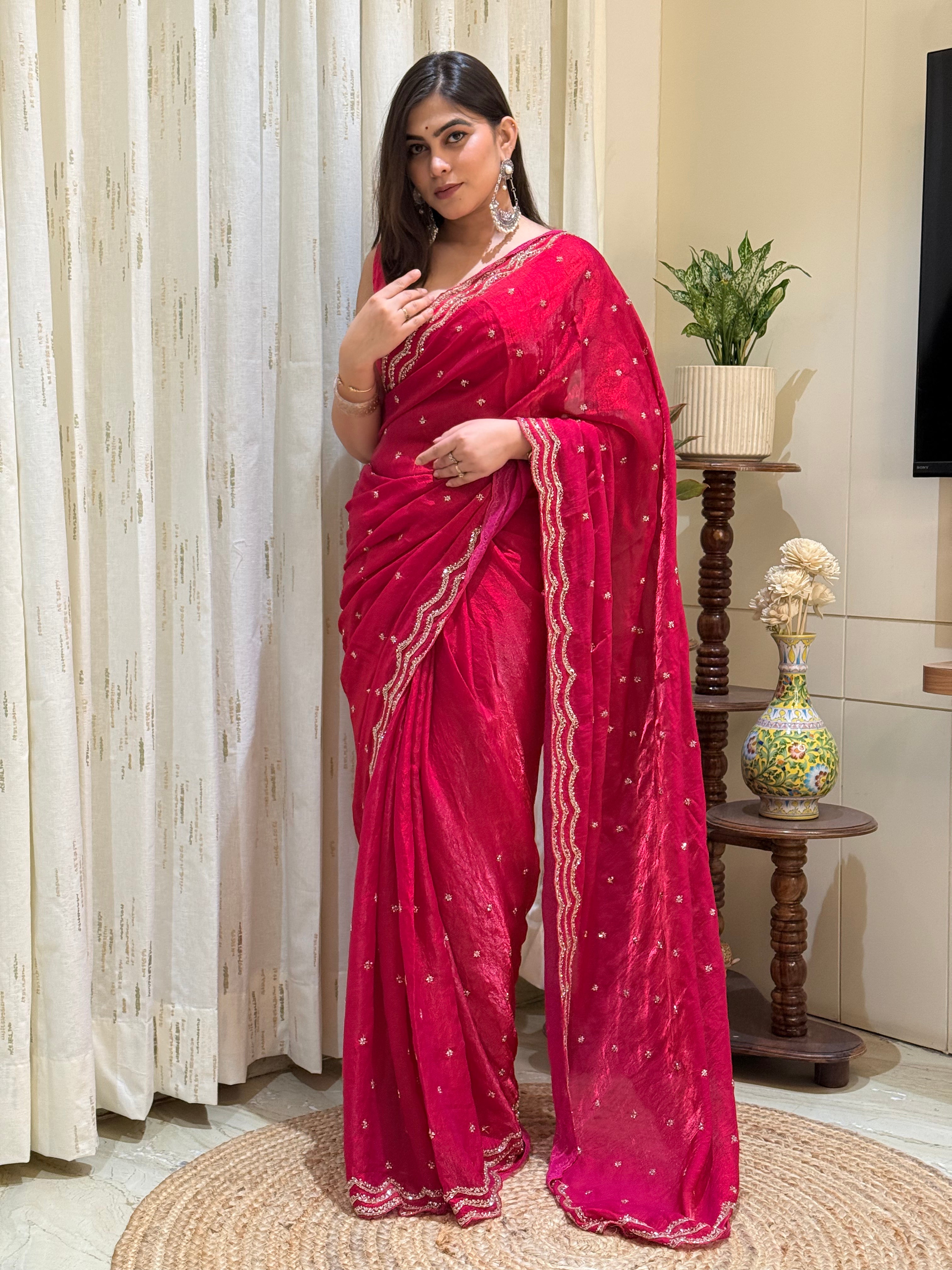 Athiya Pink Tissue Silk Saree