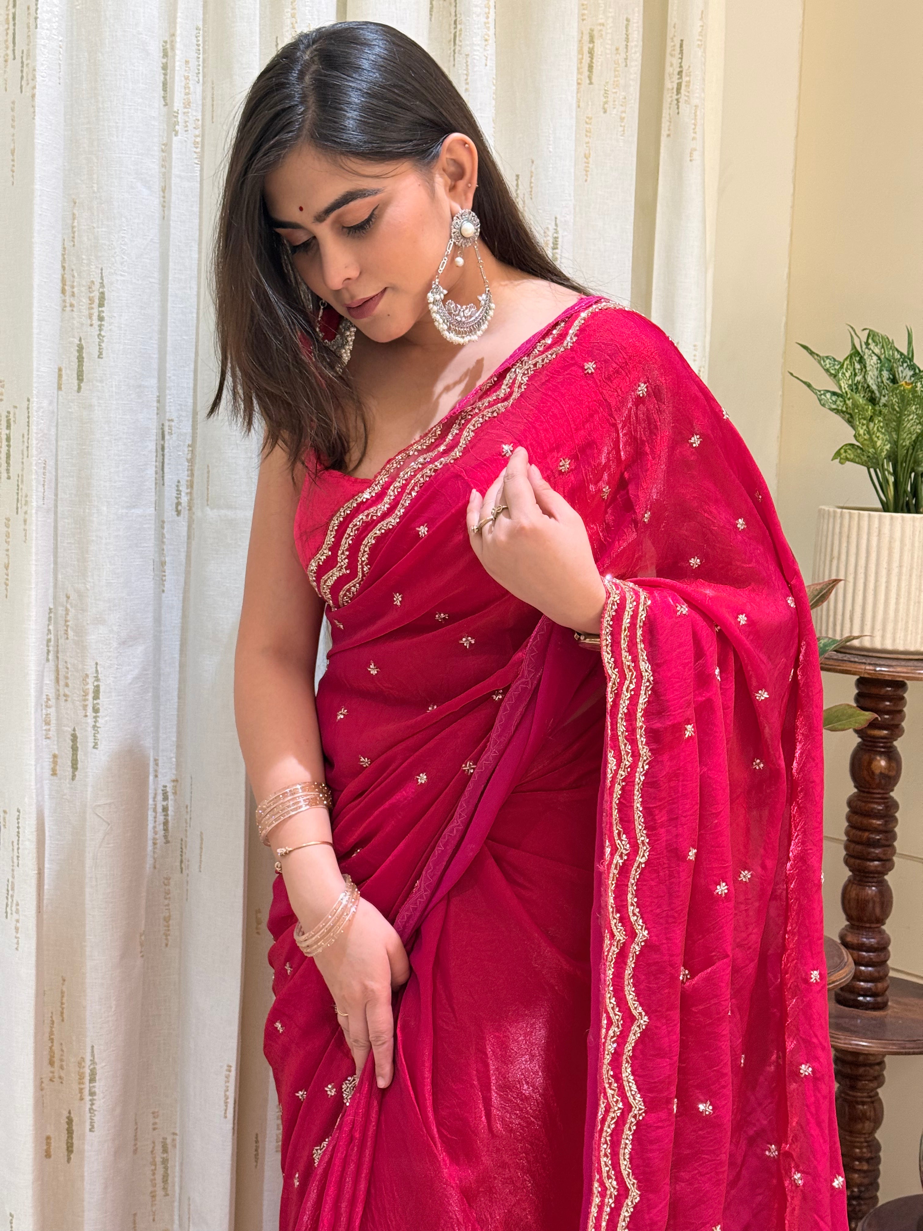 Athiya Pink Tissue Silk Saree