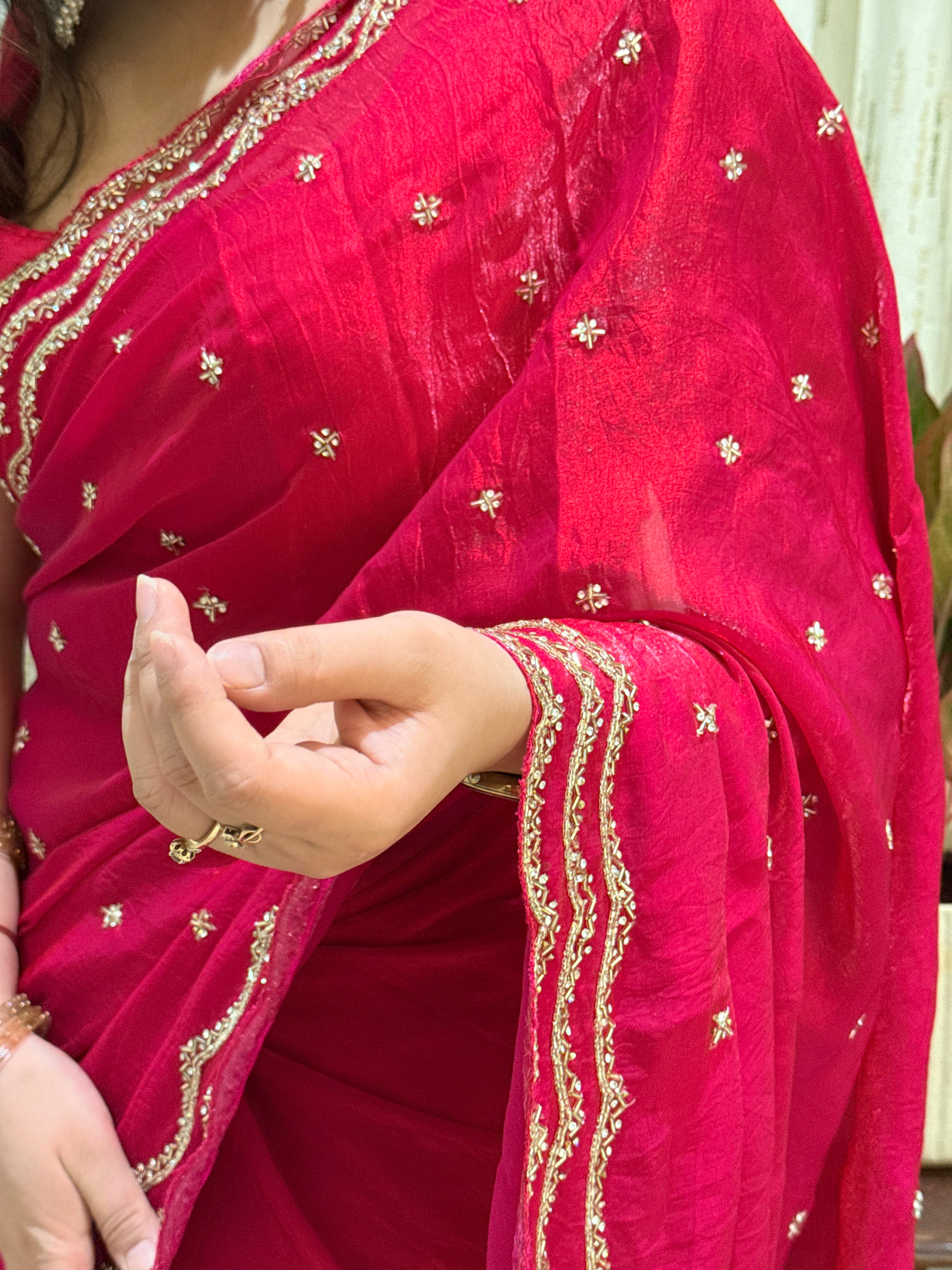 Athiya Pink Tissue Silk Saree