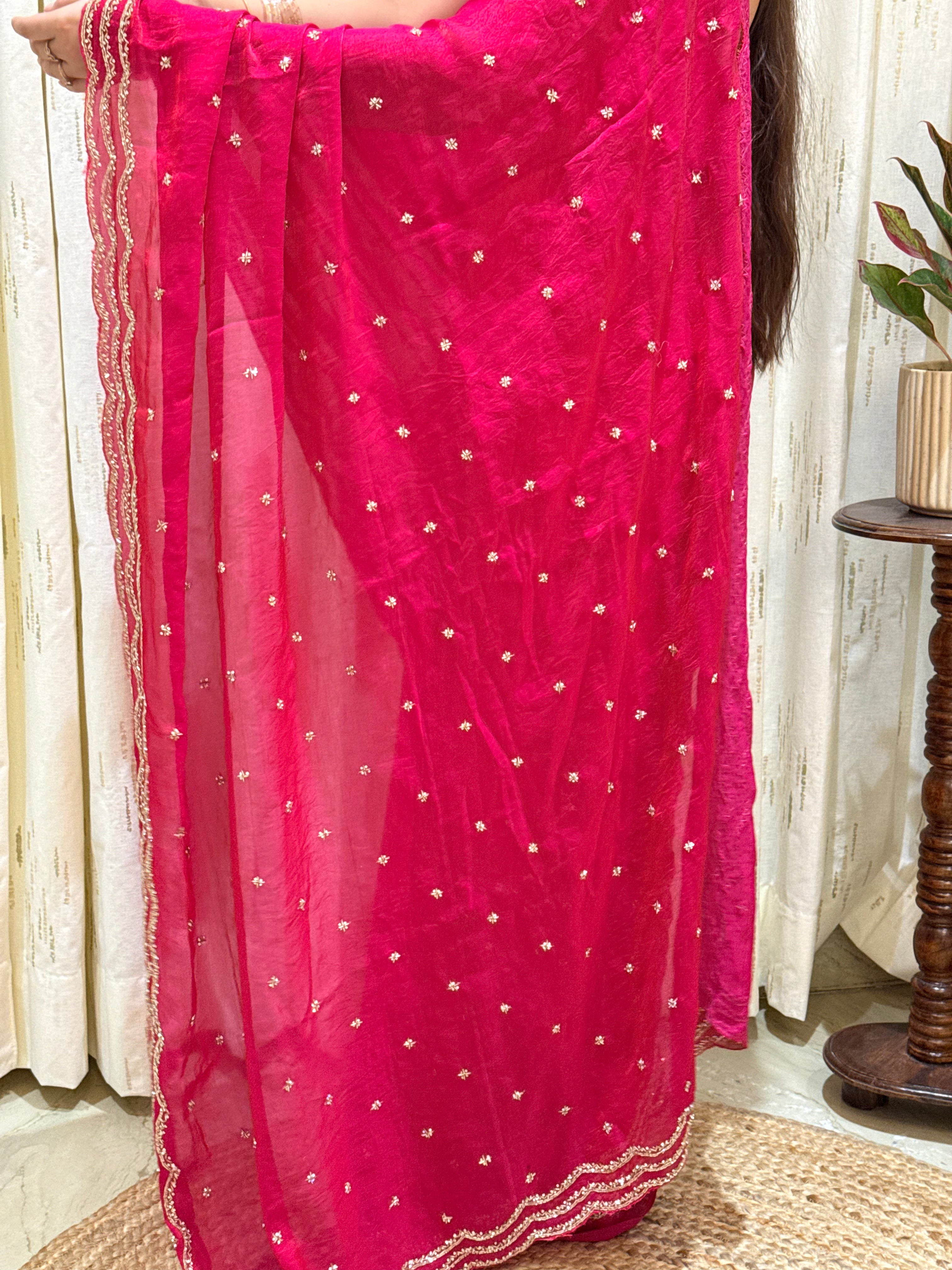 Athiya Pink Tissue Silk Saree