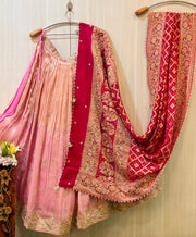 Gulnaz Blush Pink Tissue Lehenga