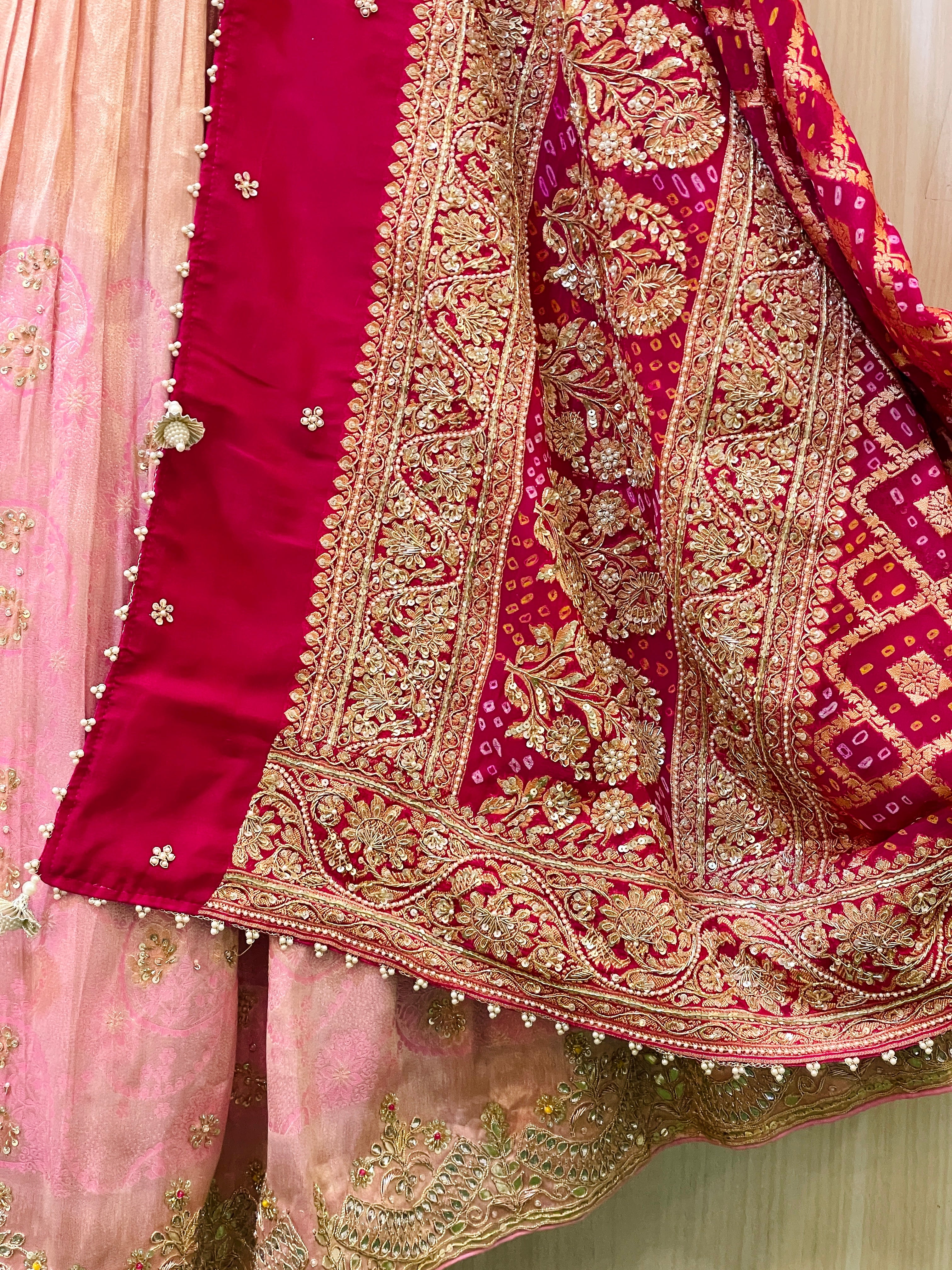 Gulnaz Blush Pink Tissue Lehenga