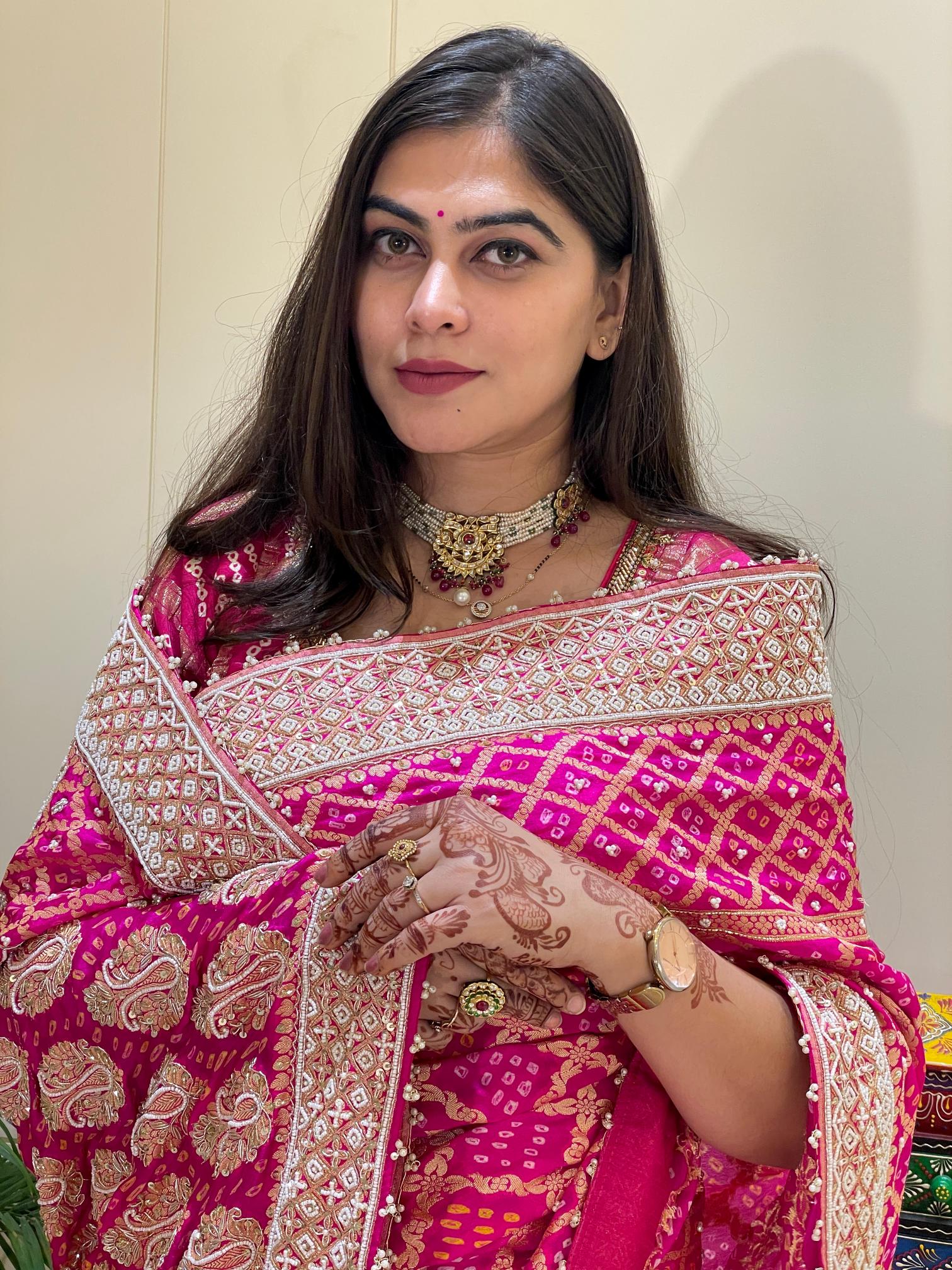 Meenu Pink Bandhani Saree