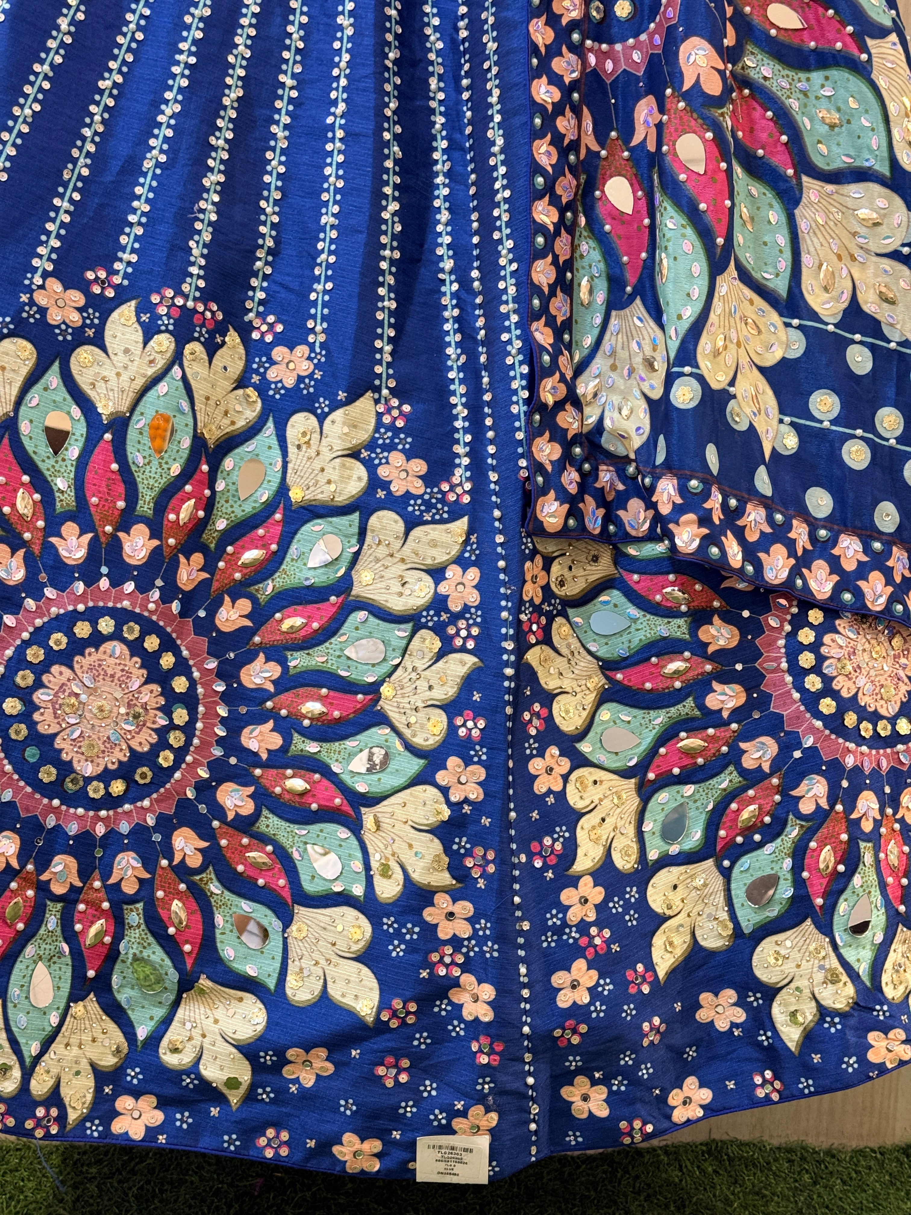 Vamika Blue Mirror Work Lehenga