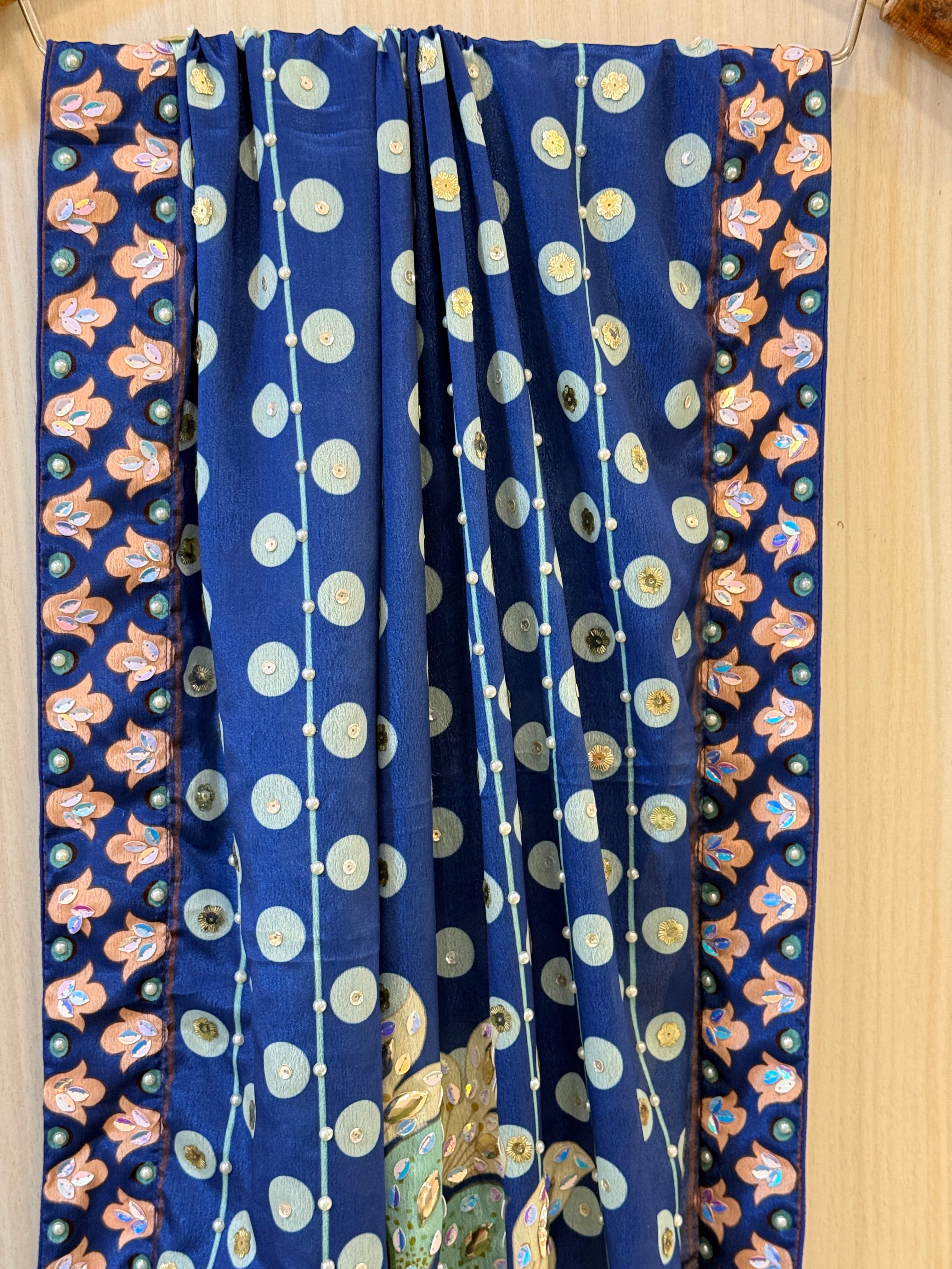 Vamika Blue Mirror Work Lehenga