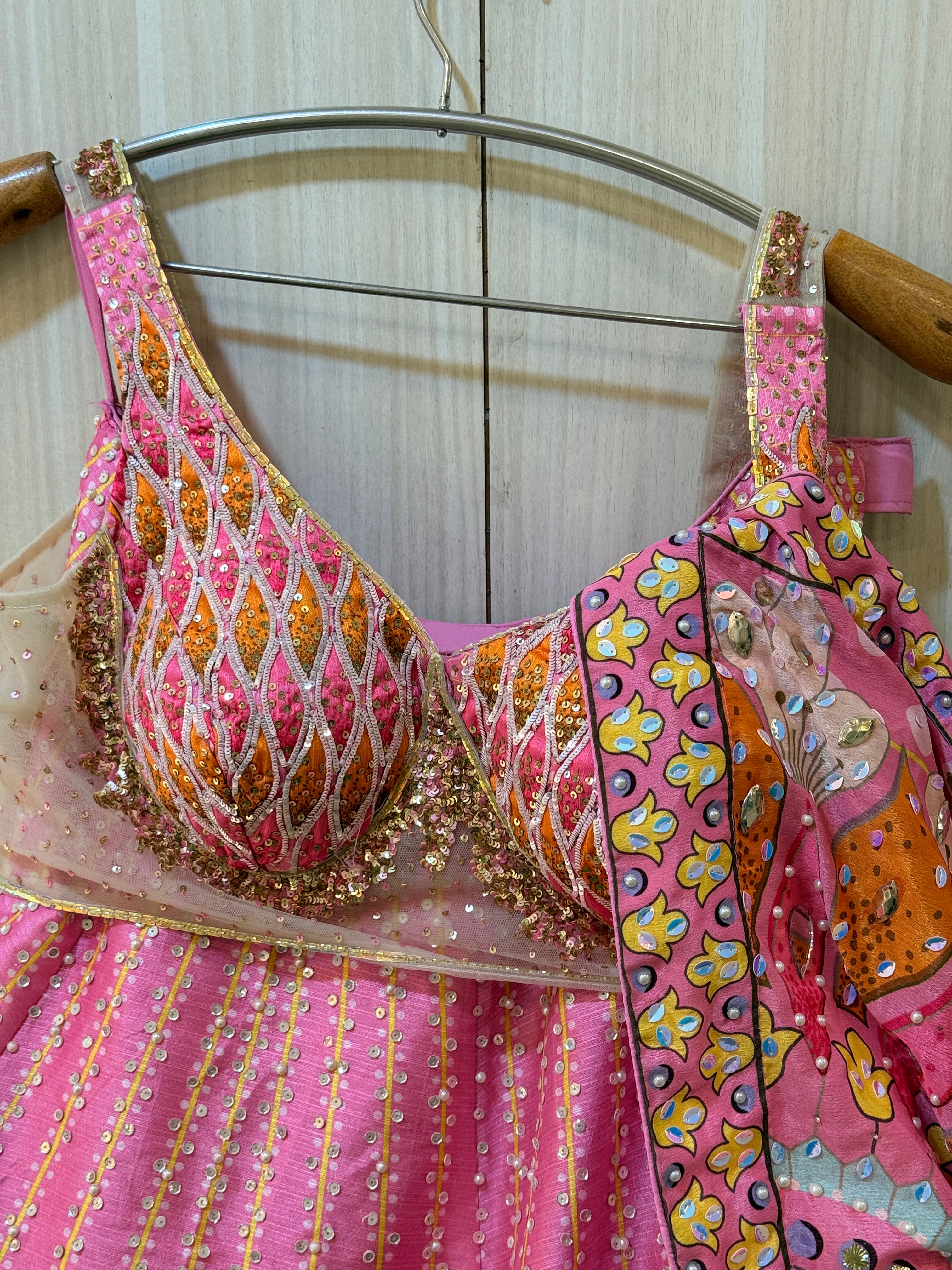 Aashna Pink Mirror Work Lehenga