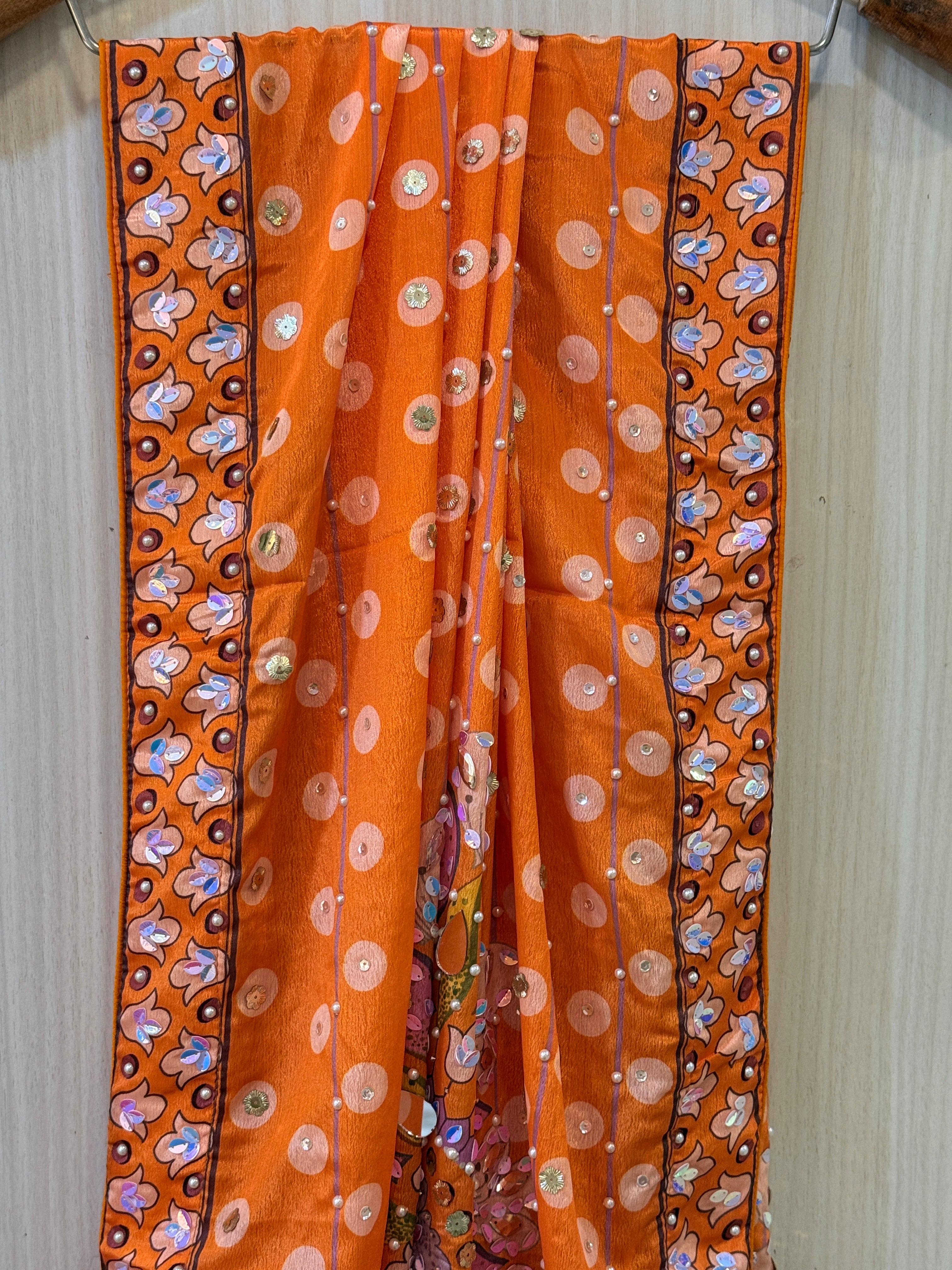 Vareesha Orange Mirror Work Lehenga