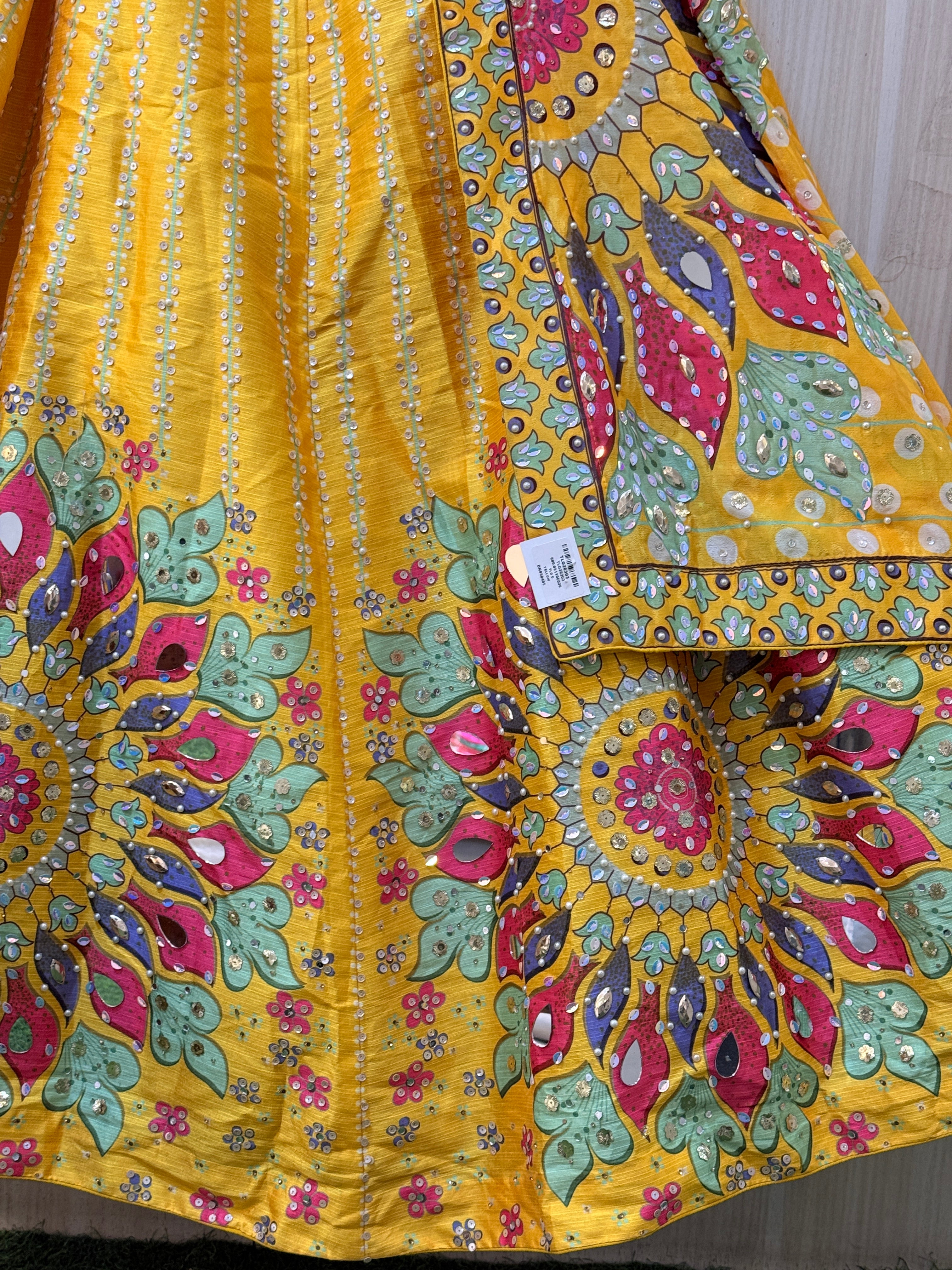 Elara Yellow Mirror Work Lehenga