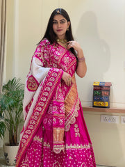 Charu Pink Bandhani Lehenga