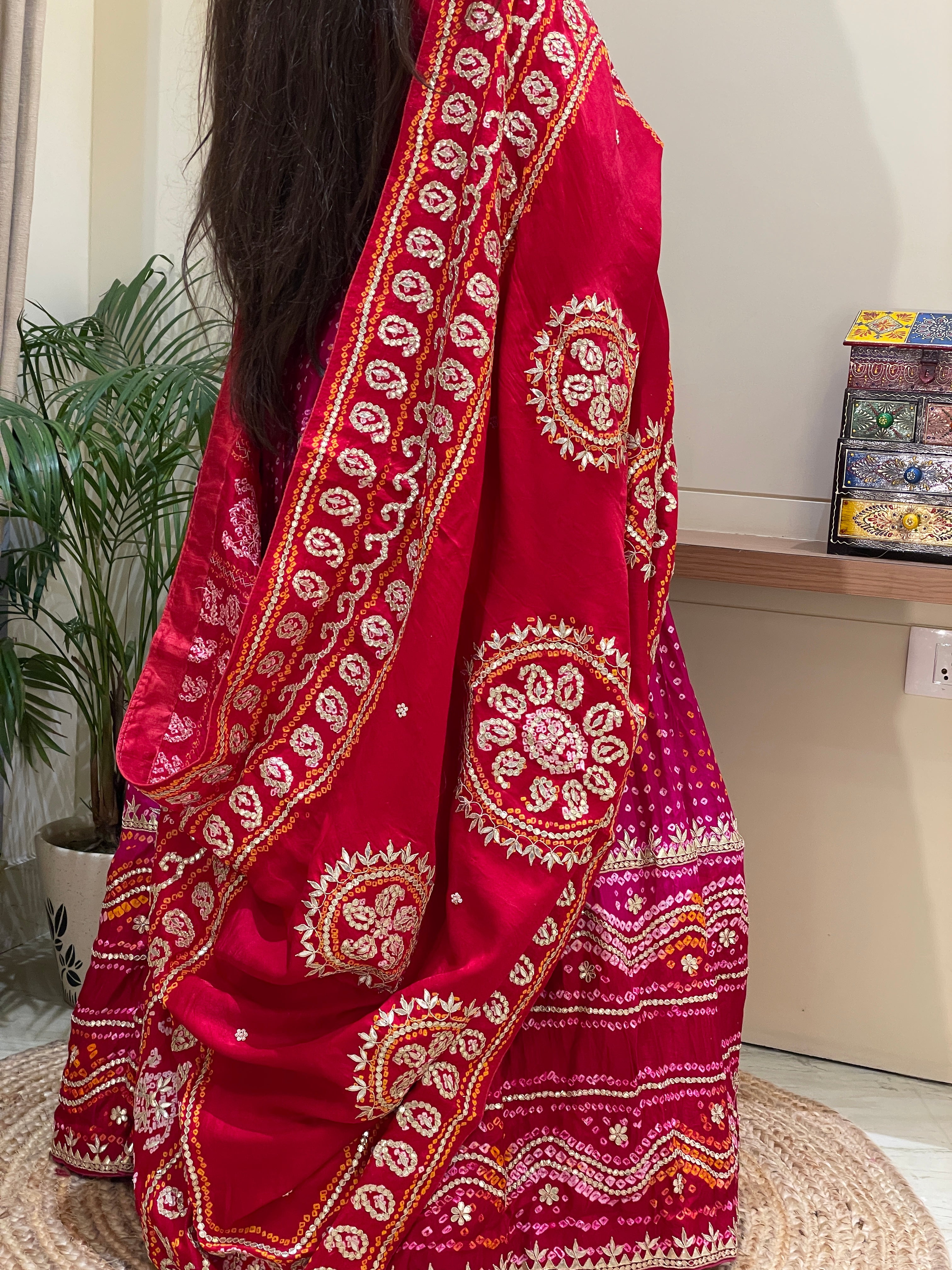 Aaradhya Red Bandhani Lehenga