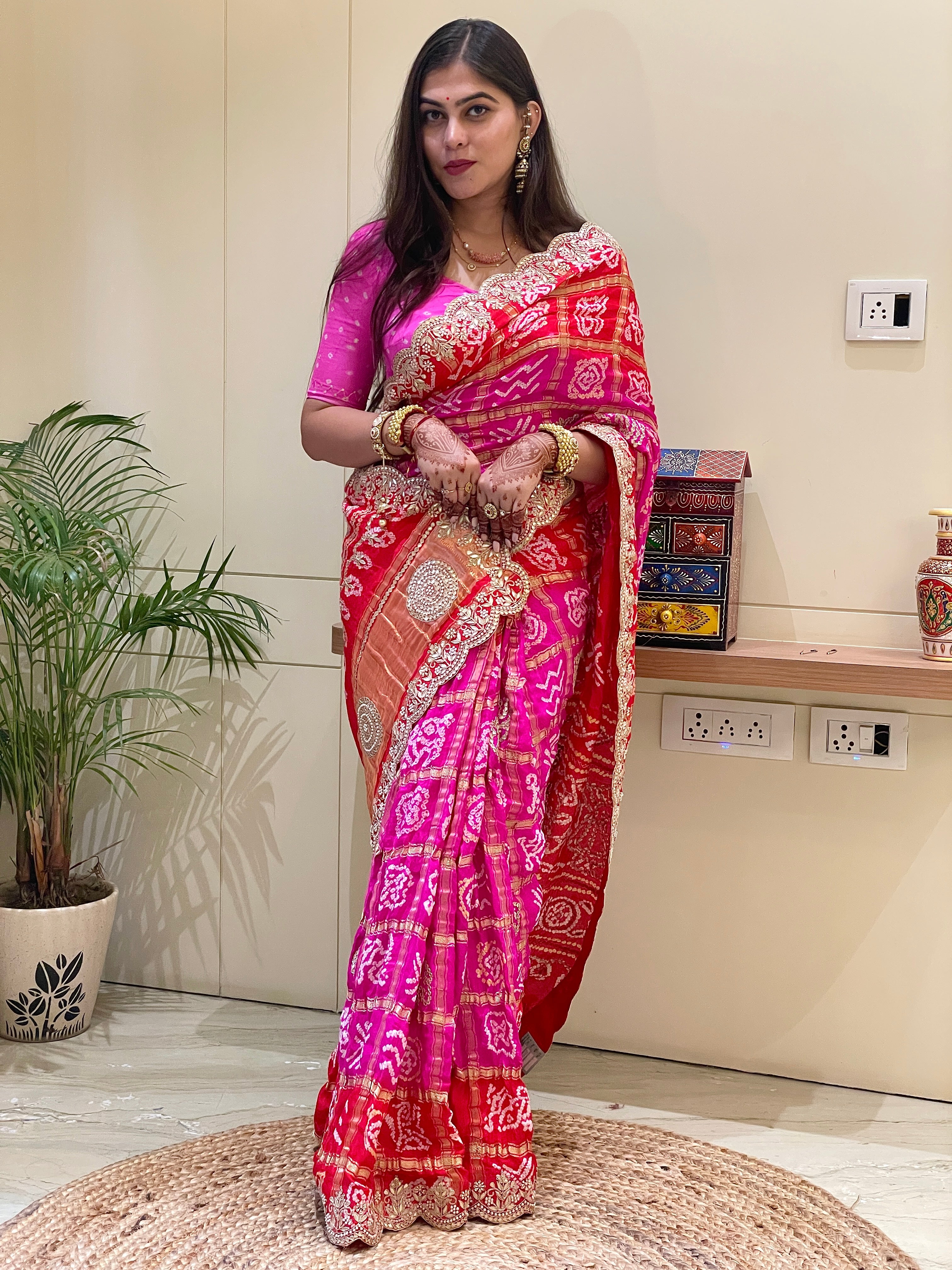 Jahnvi Bandhani Saree