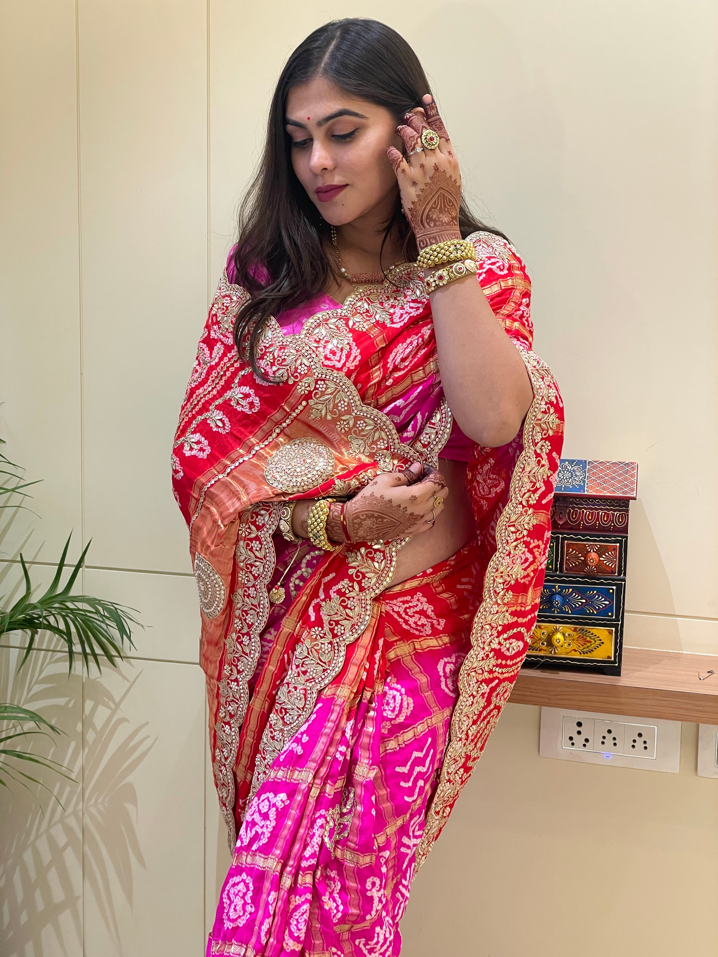 Jahnvi Bandhani Saree