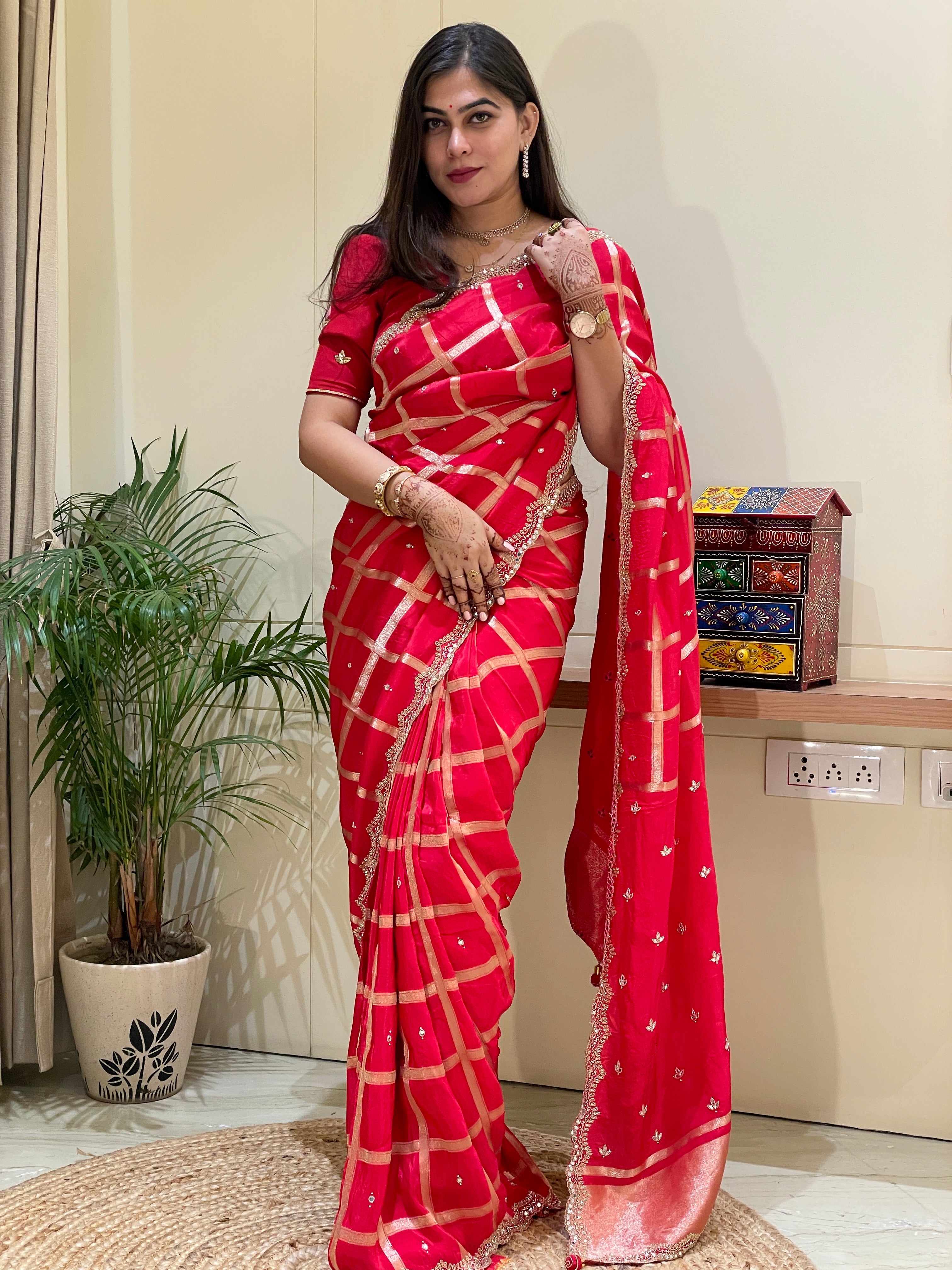Pooja Red Silk Saree