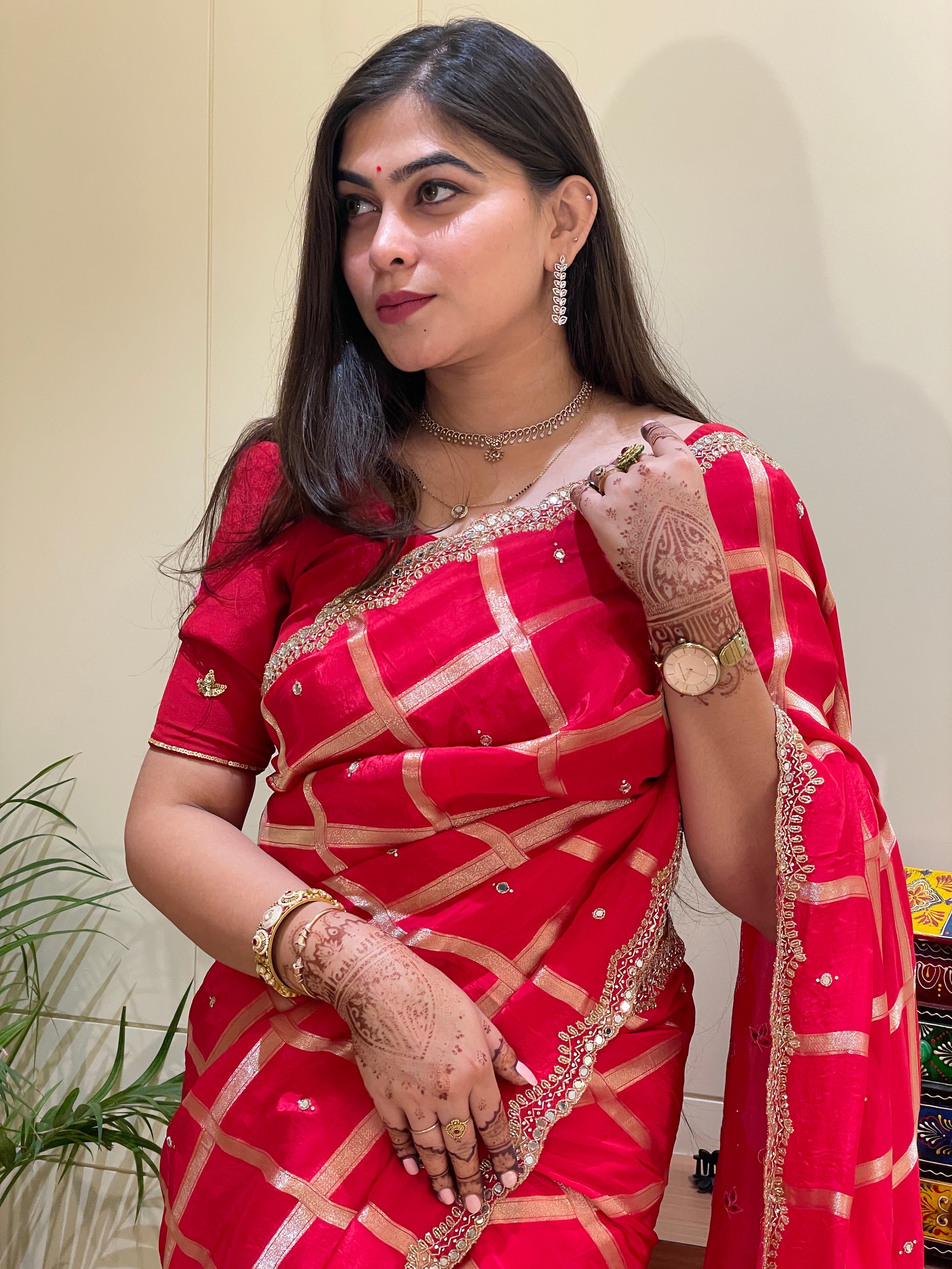 Pooja Red Silk Saree