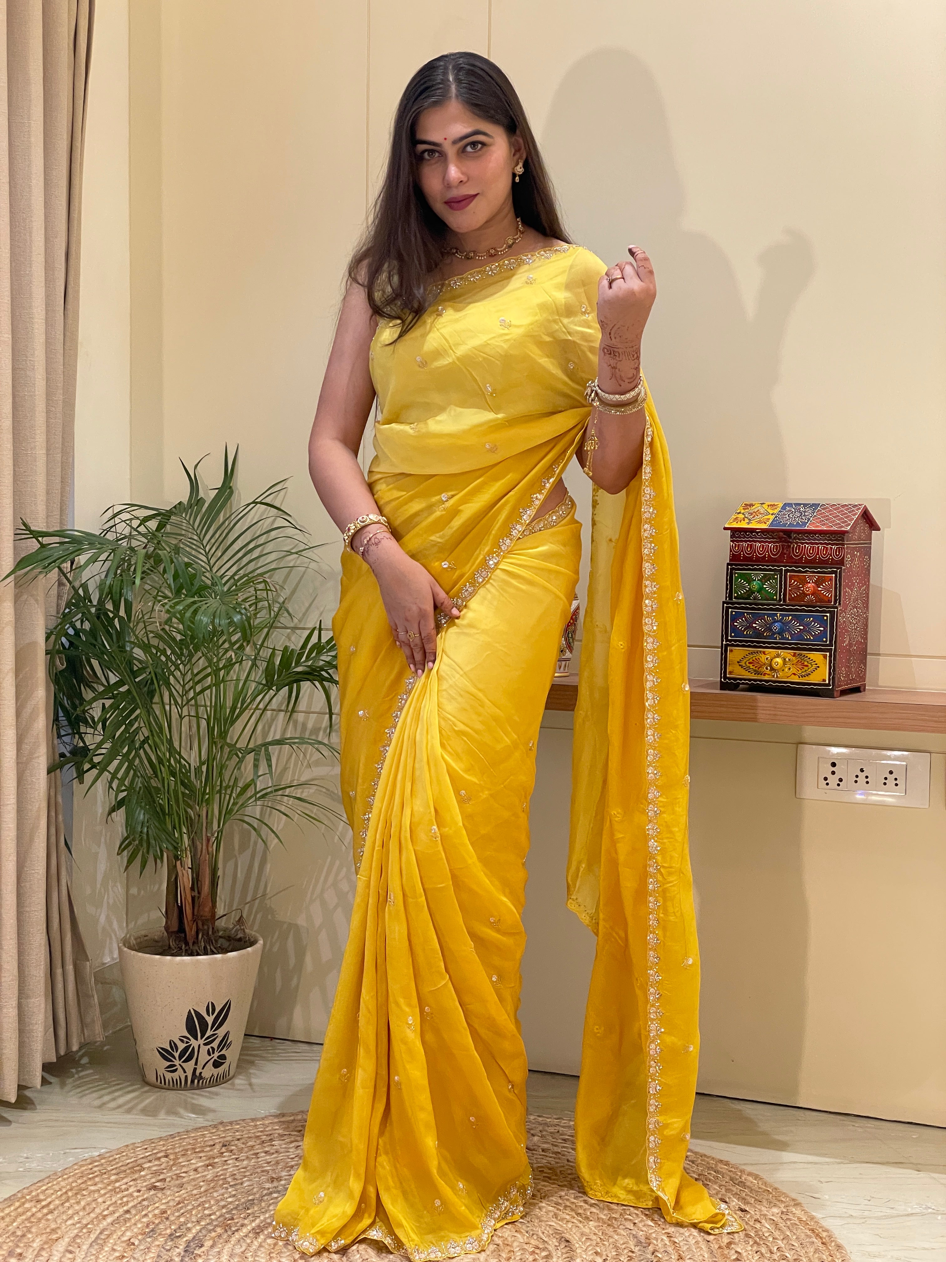 Kalpana Yellow Silk Saree