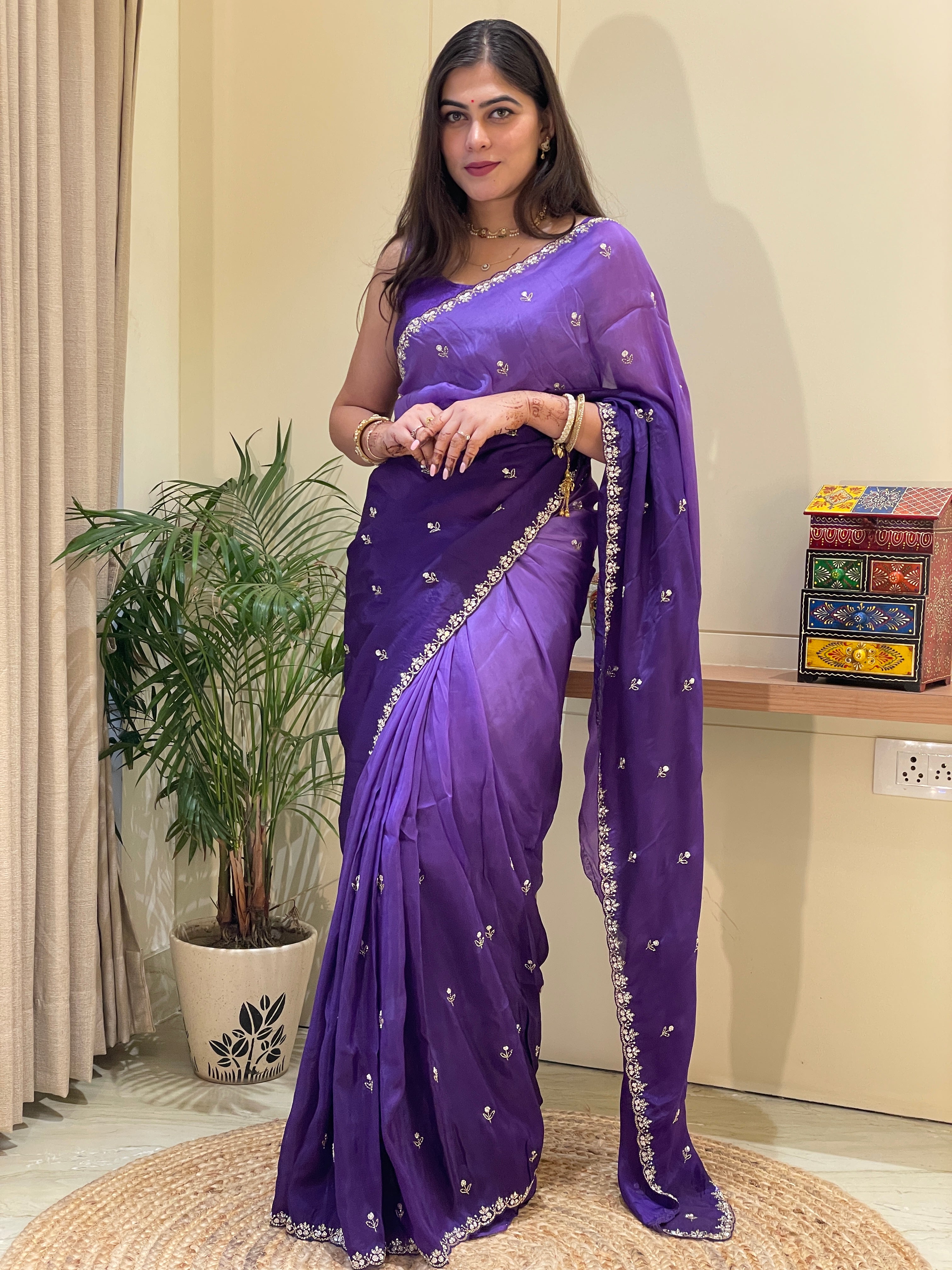 Laxmi Purple Silk Saree