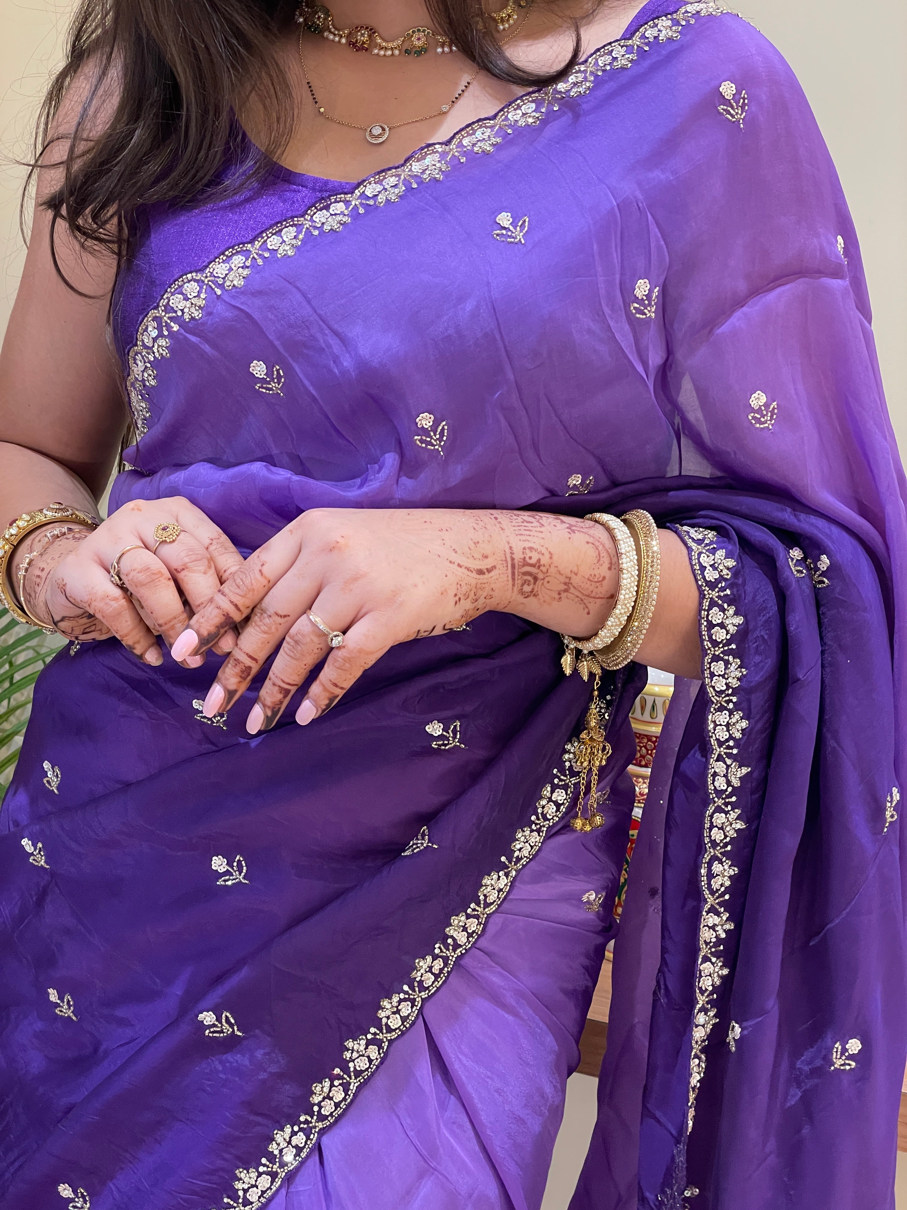 Laxmi Purple Silk Saree