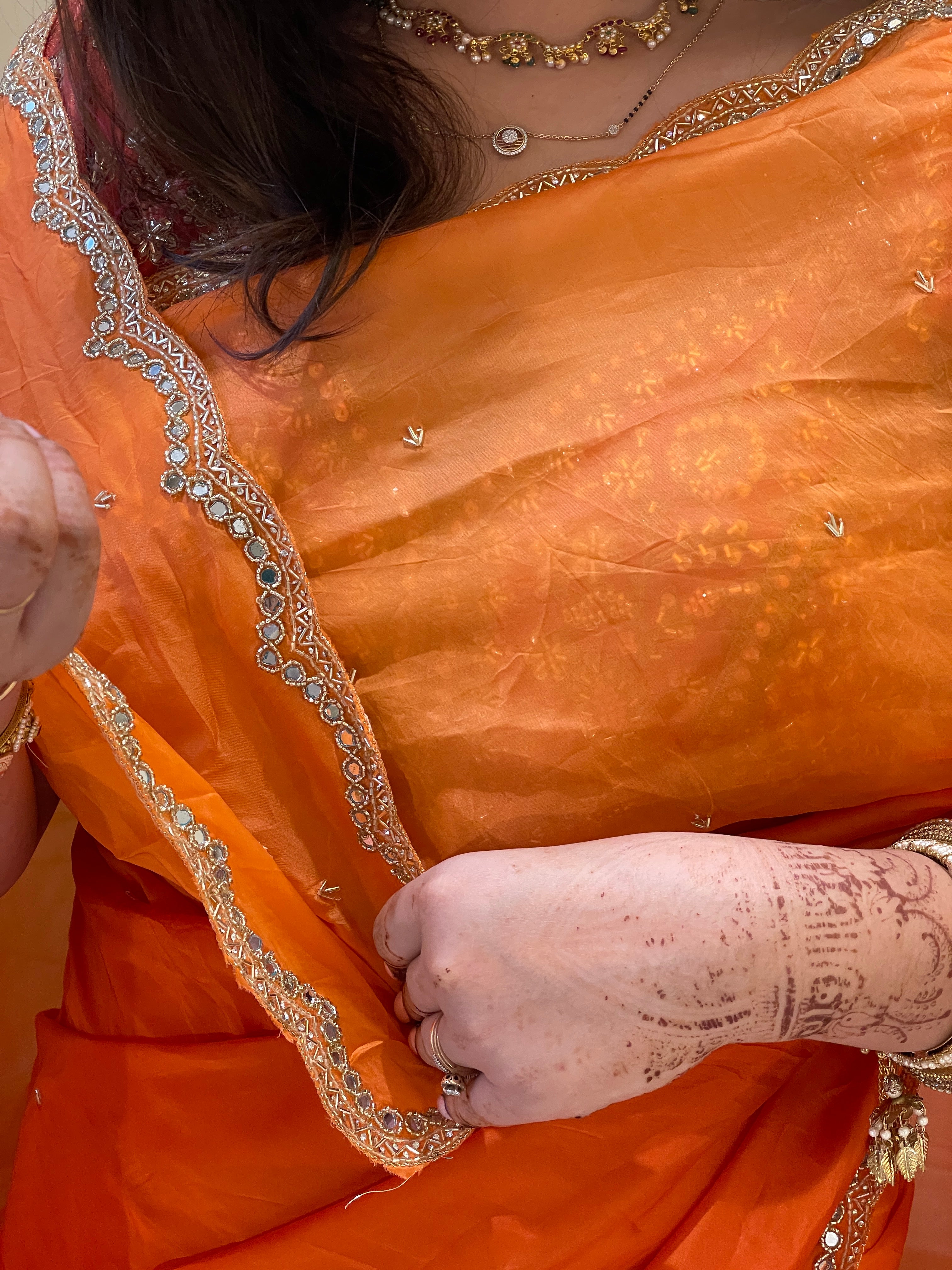 Meera Orange Silk Saree