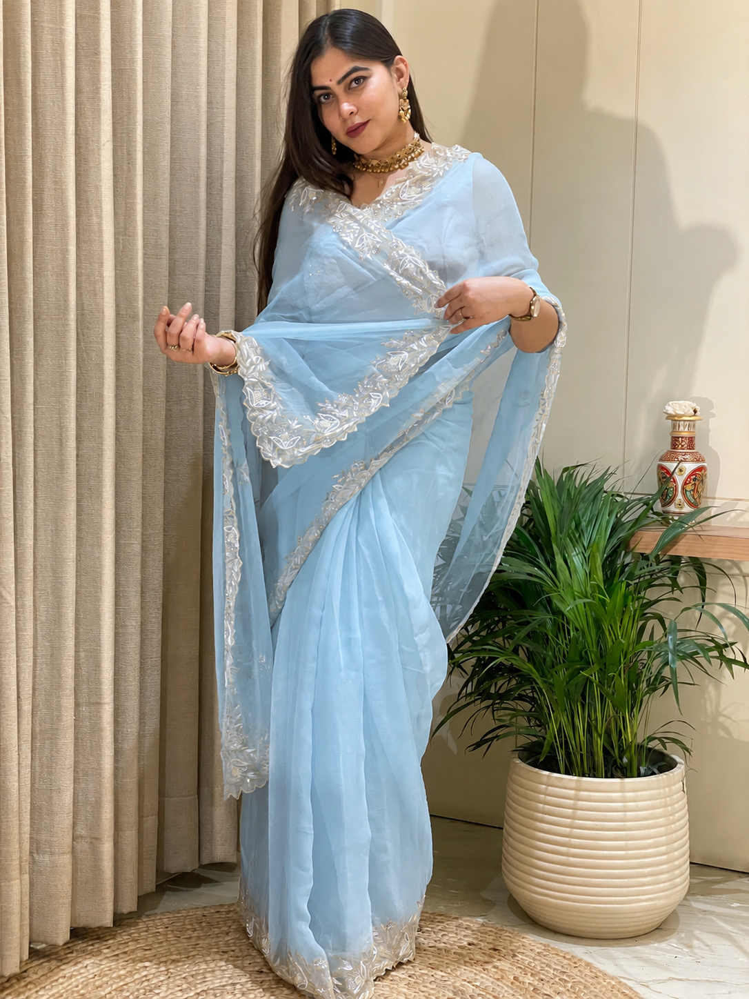 Myra Chiffon Glow Bright Yellow Saree