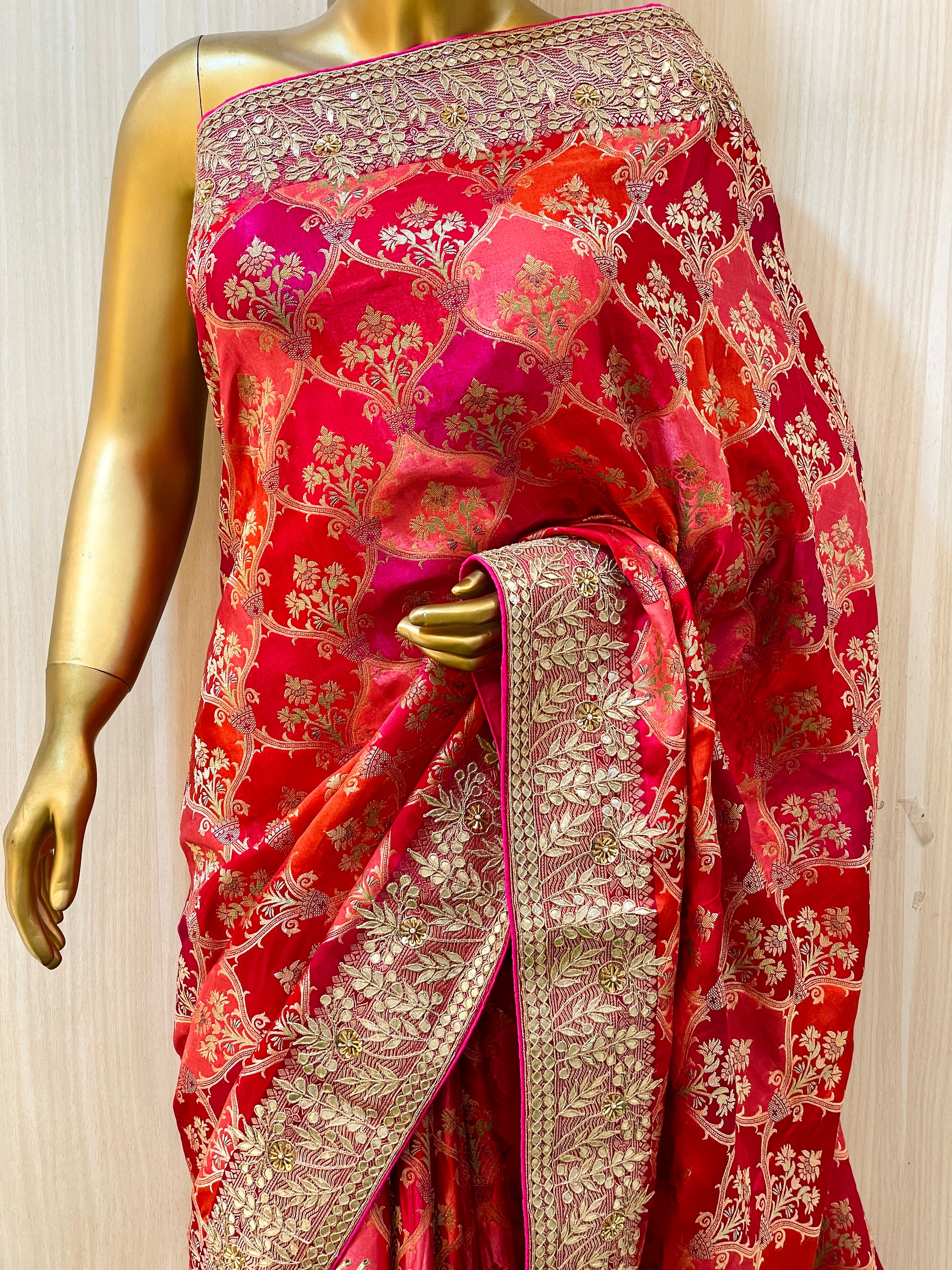 Hansika Red Muga Silk Saree