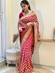 Samika Red Rani Khadi Georgette Saree