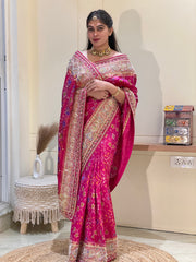 Kiran Pink Patola Silk Saree
