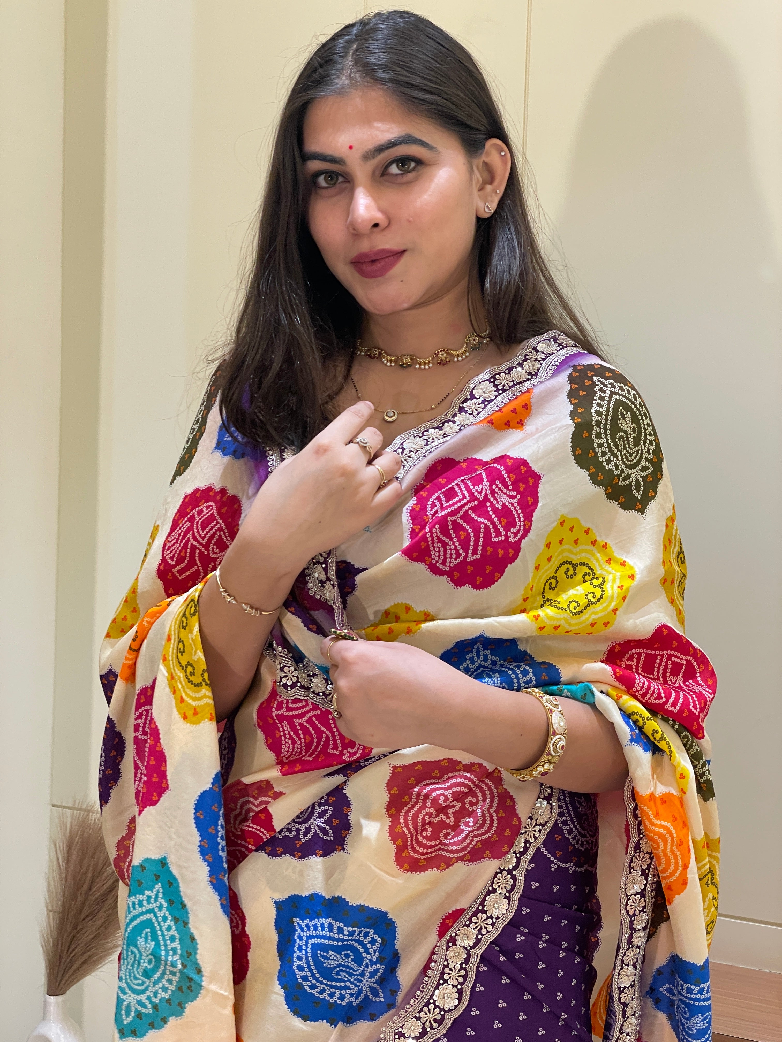 Kavya Multicolor Bandhani Saree