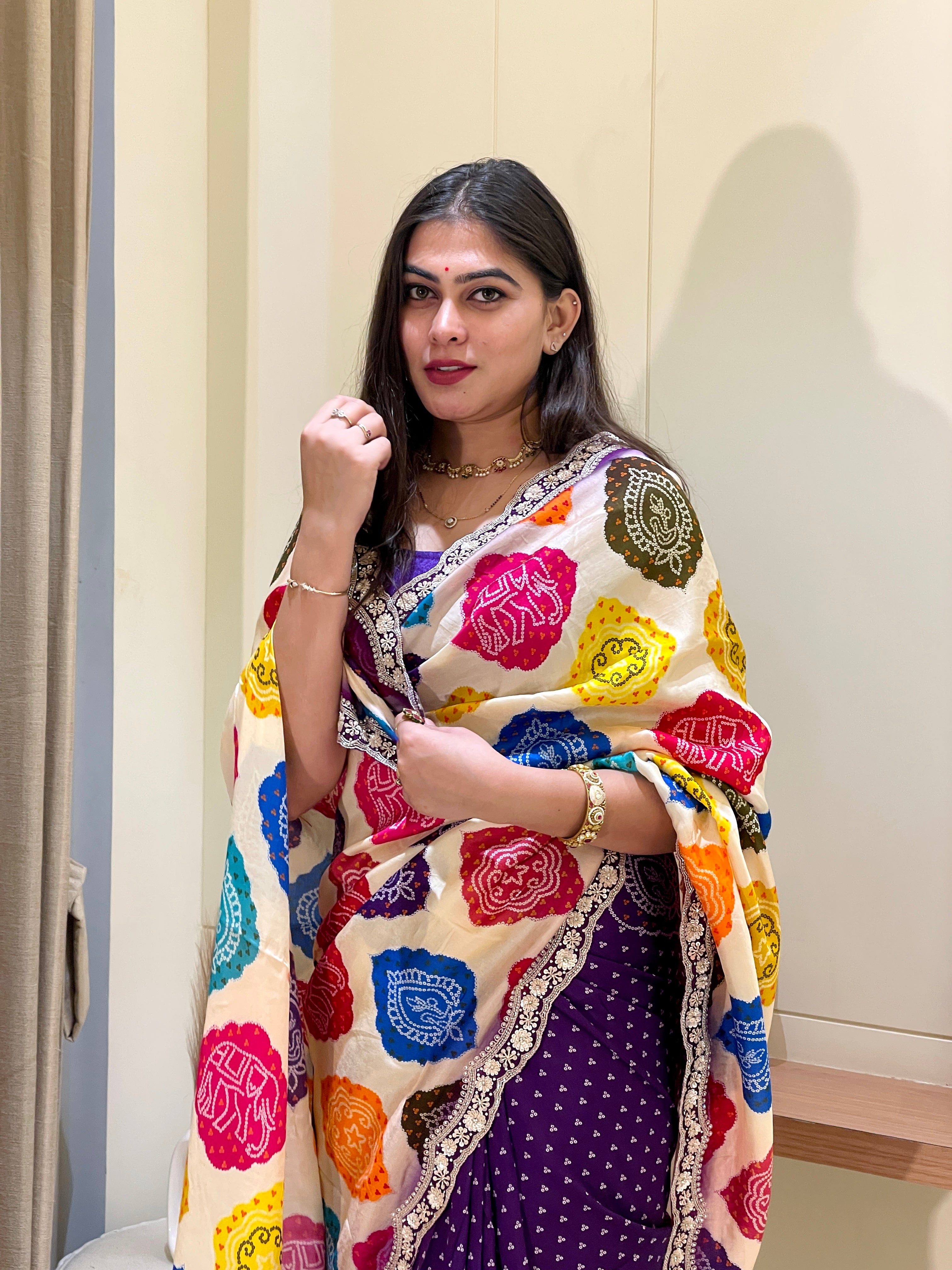 Kavya Multicolor Bandhani Saree