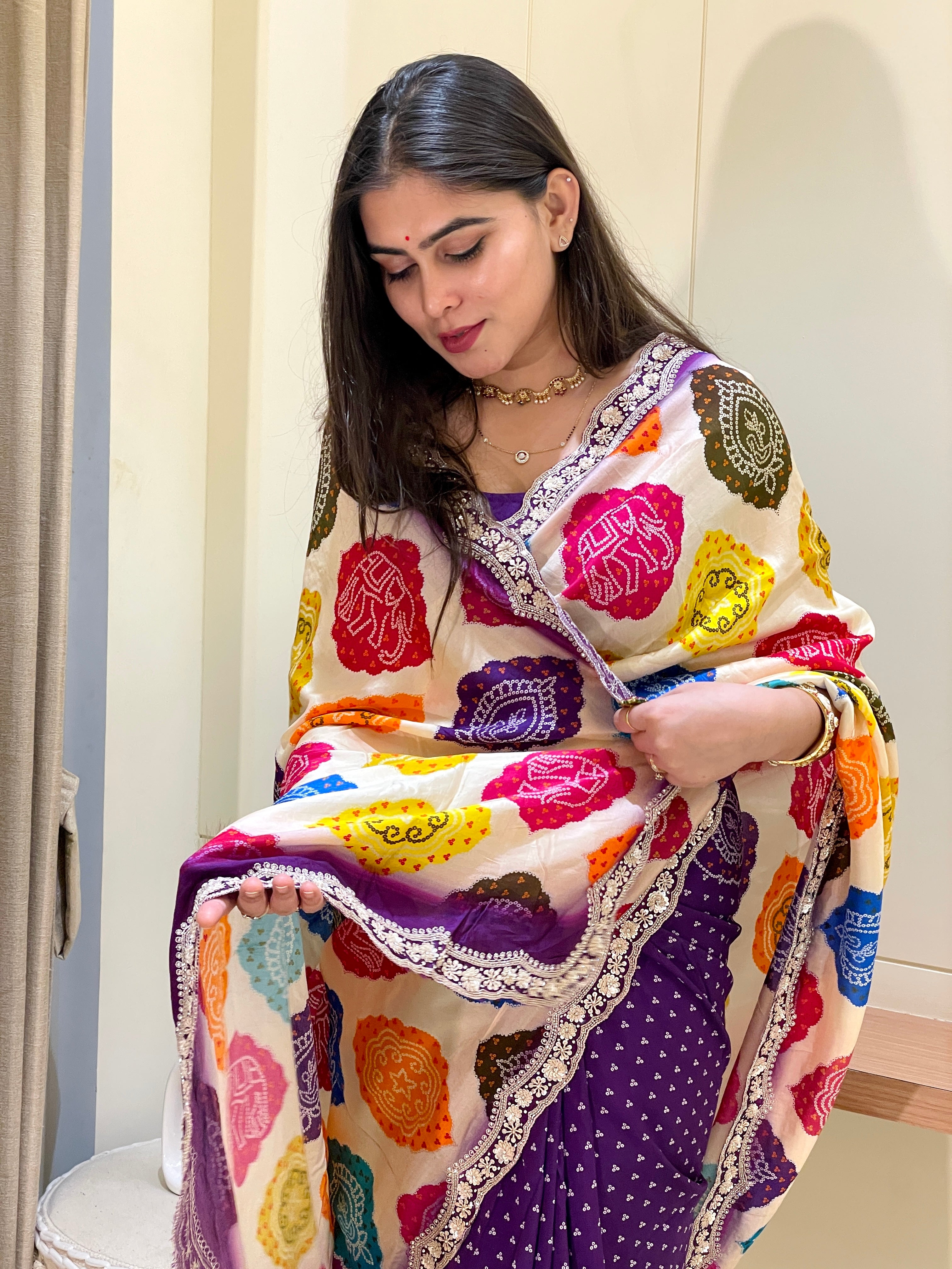 Kavya Multicolor Bandhani Saree