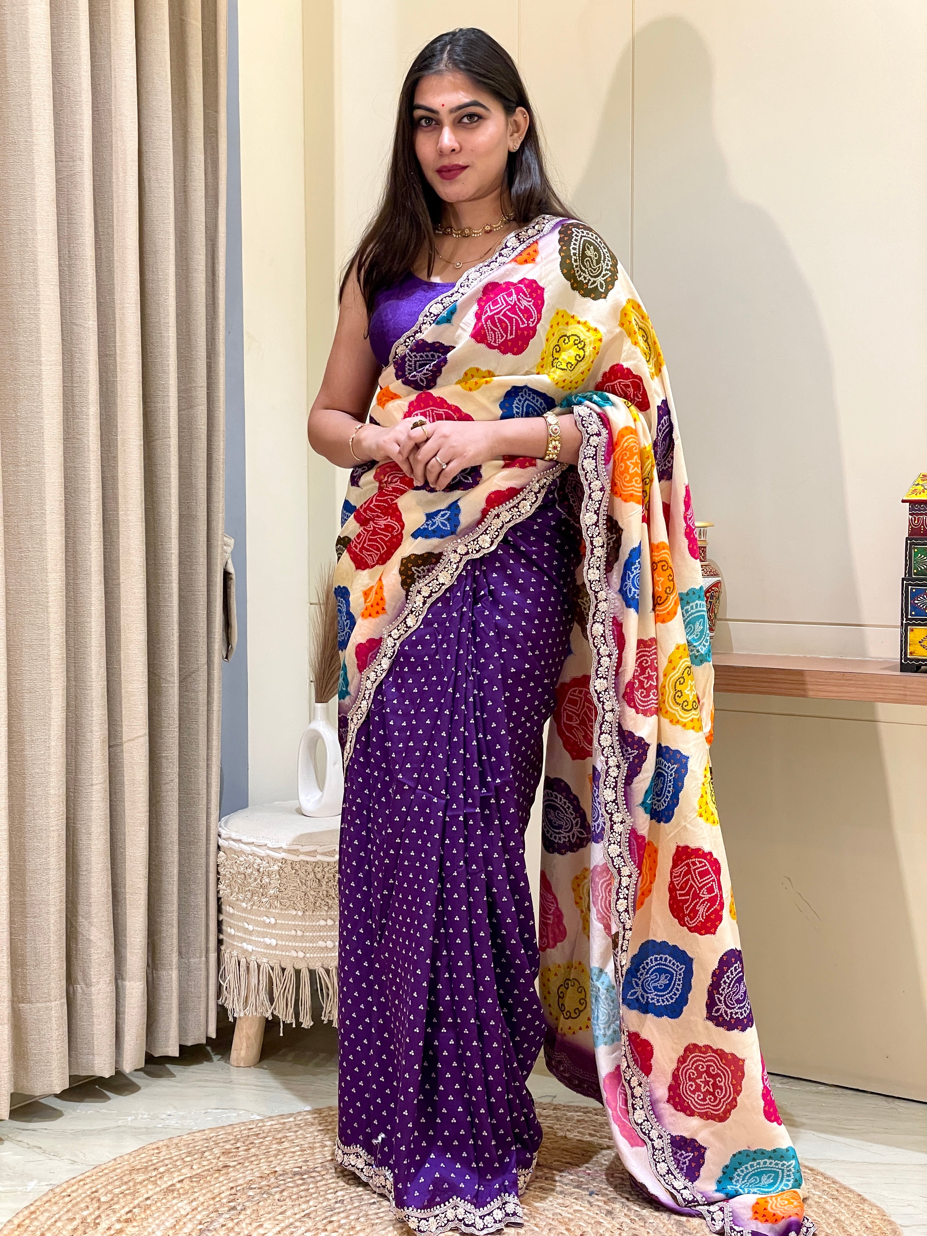 Kavya Multicolor Bandhani Saree