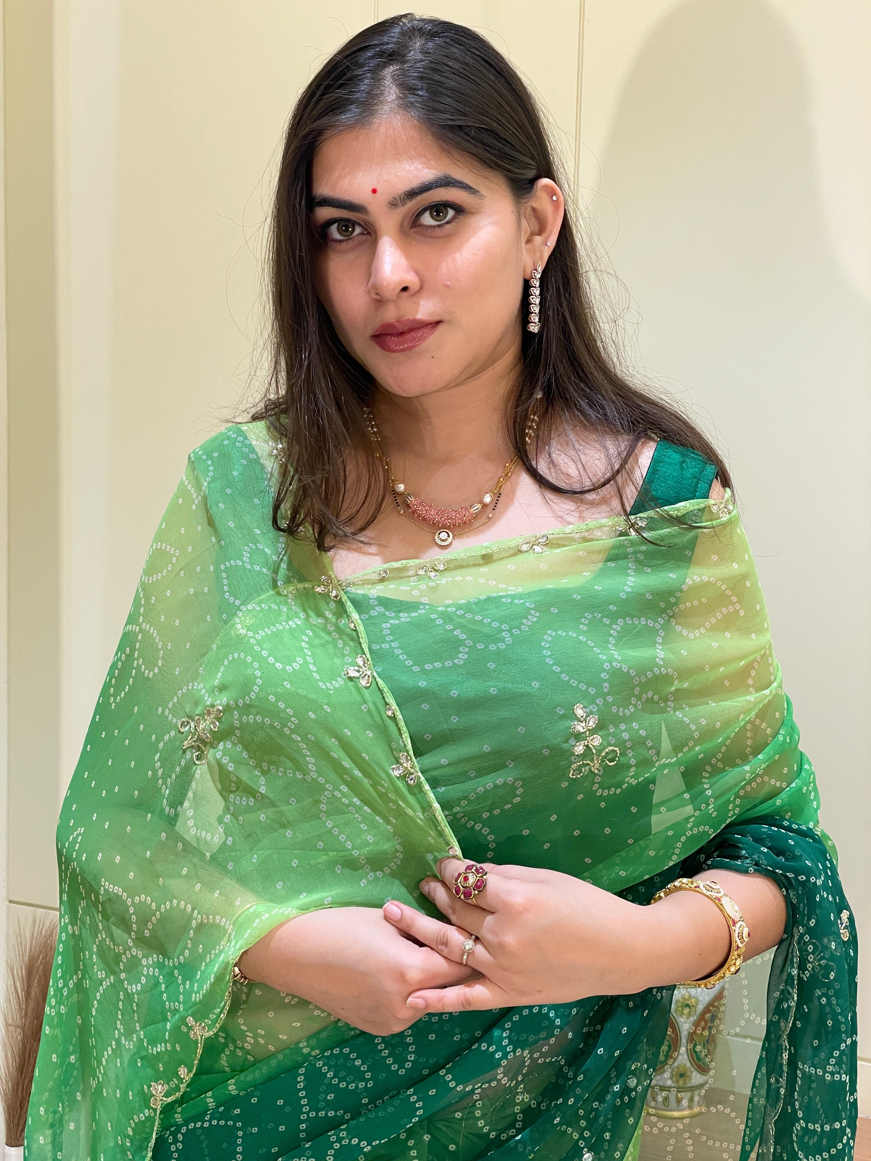 Aarohi Green Georgette Saree
