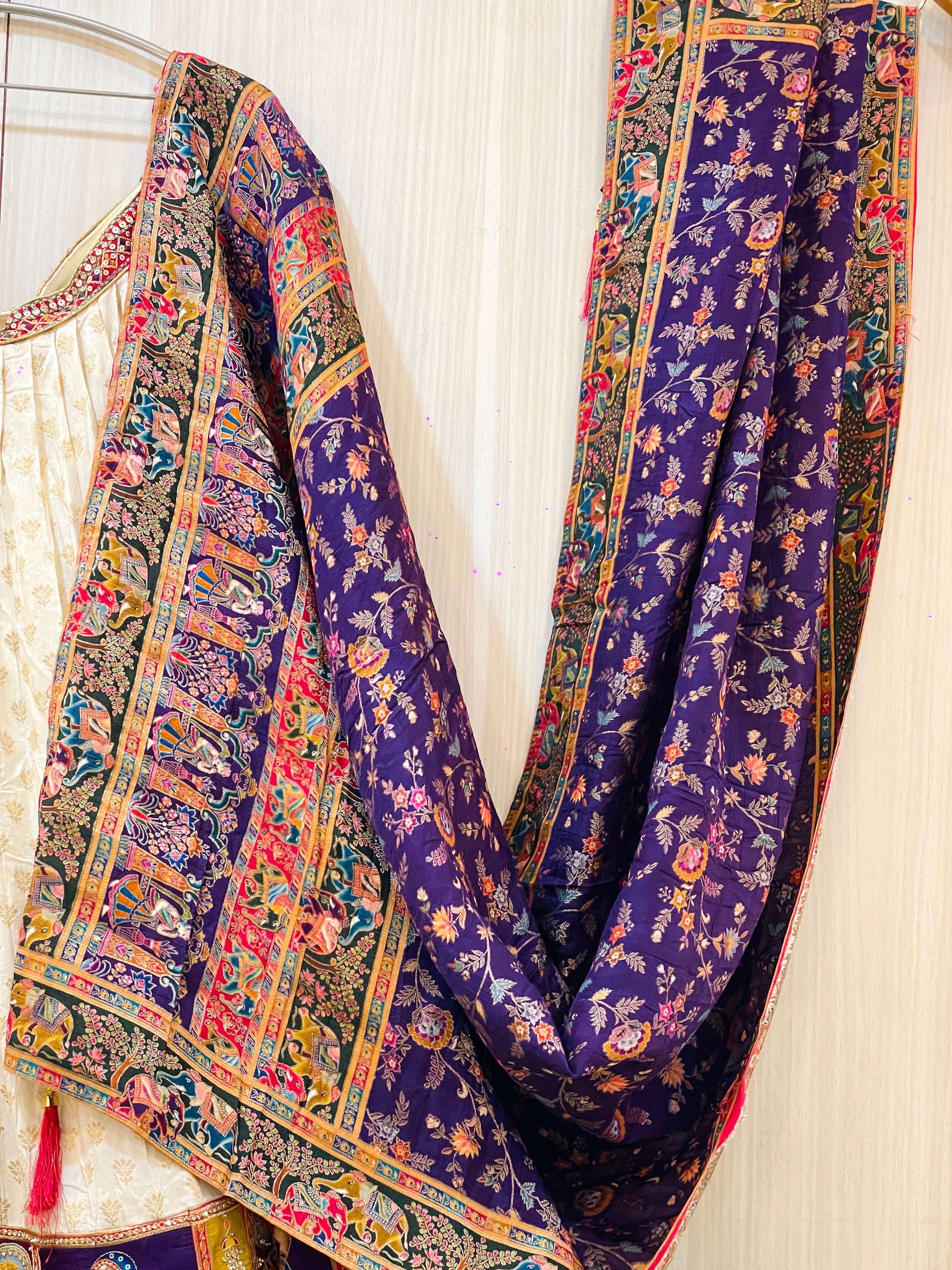 Kalamkari Purple Banarasi Elegance Lehenga Set