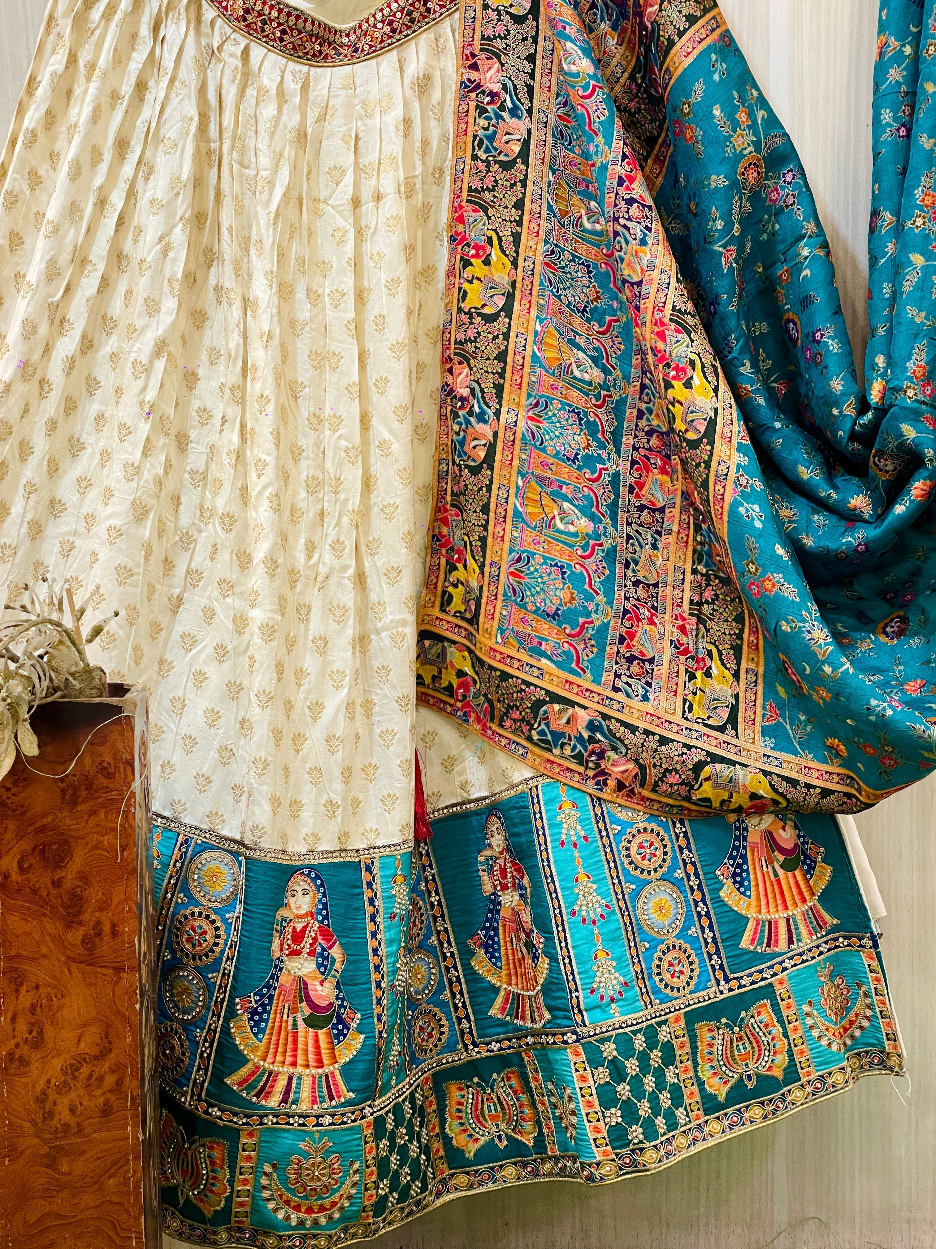 Kalamkari Green Banarasi Elegance Lehenga Set