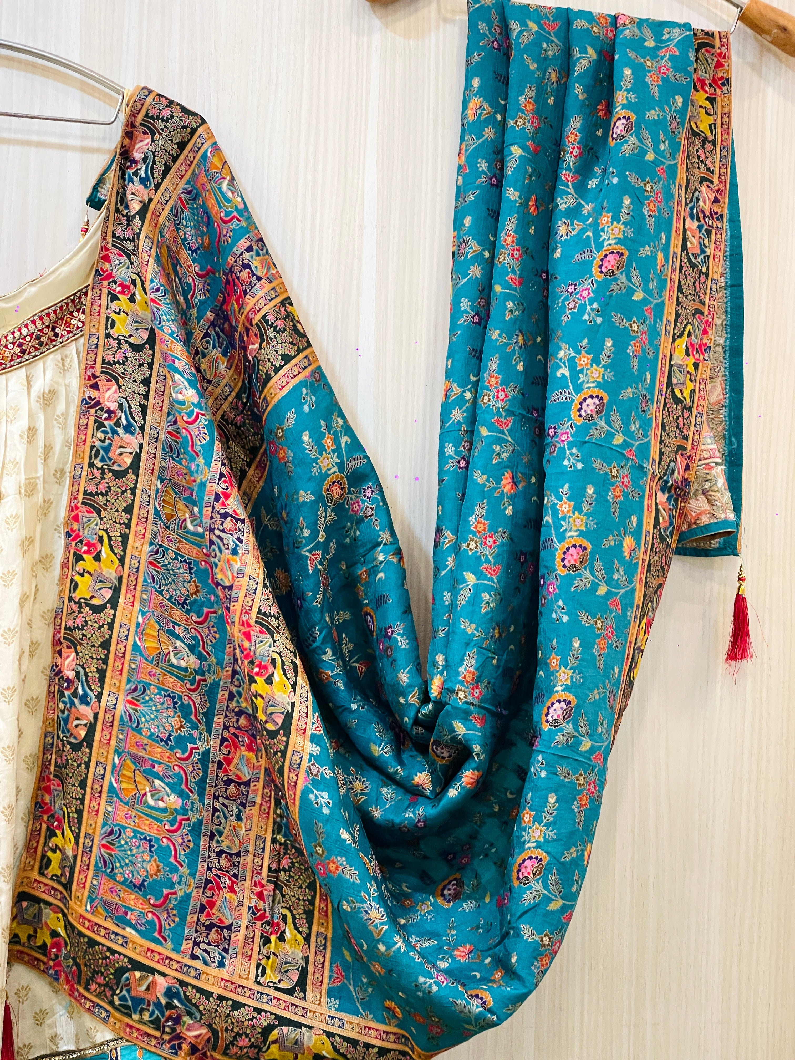 Kalamkari Green Banarasi Elegance Lehenga Set