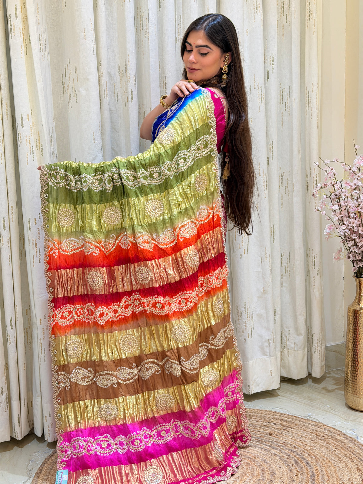 Vaishnavi Multicolor Bandhani Gajji Silk Saree