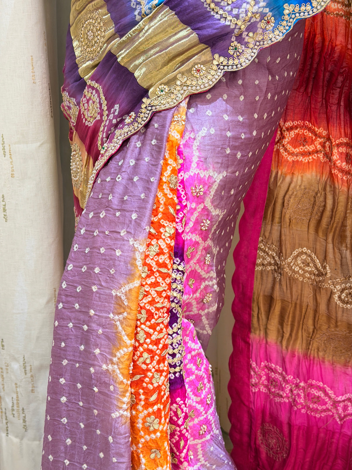 Vaishnavi Multicolor Bandhani Gajji Silk Saree