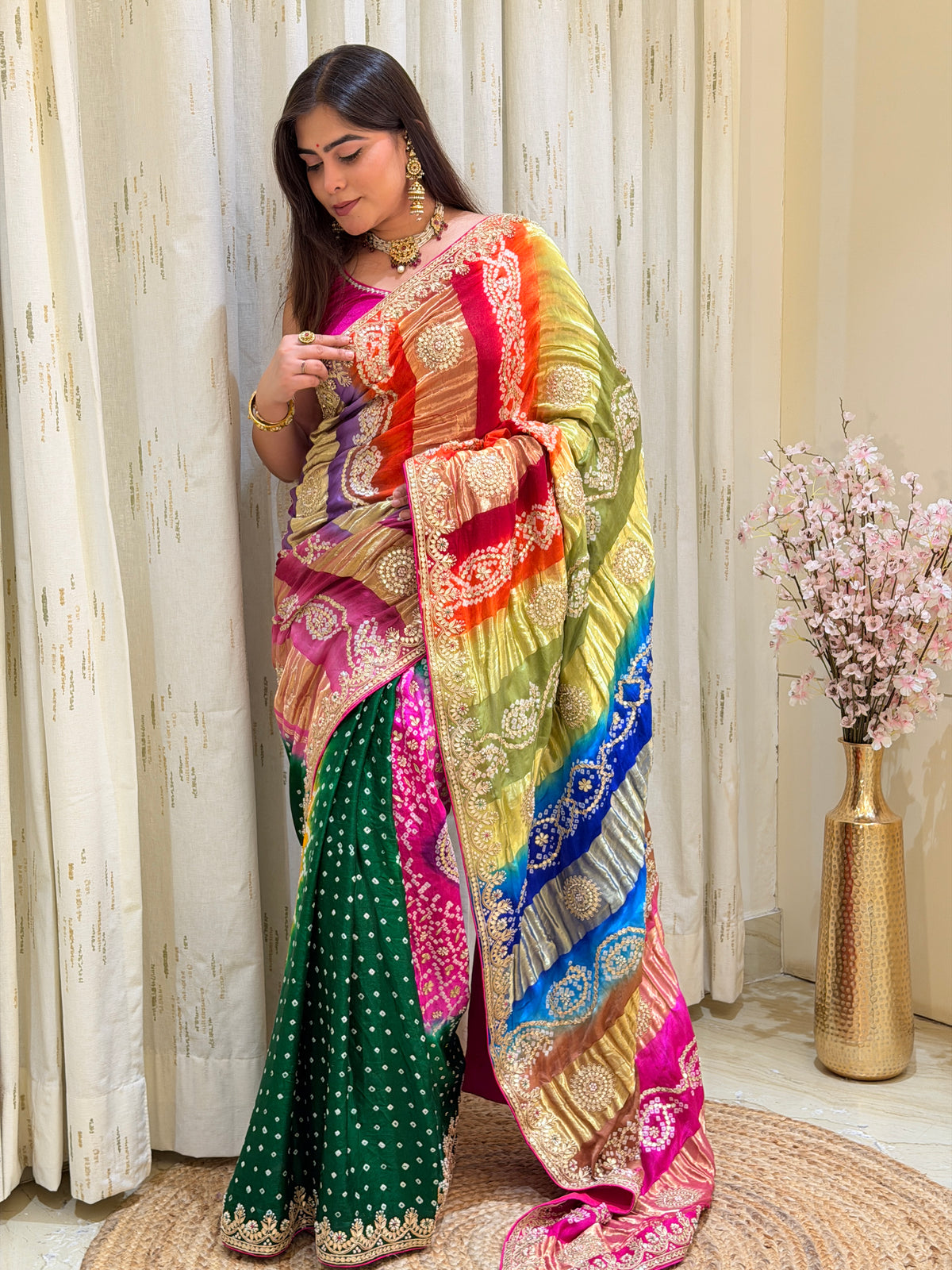Vaidehi Multicolor Bandhani Gajji Silk Saree