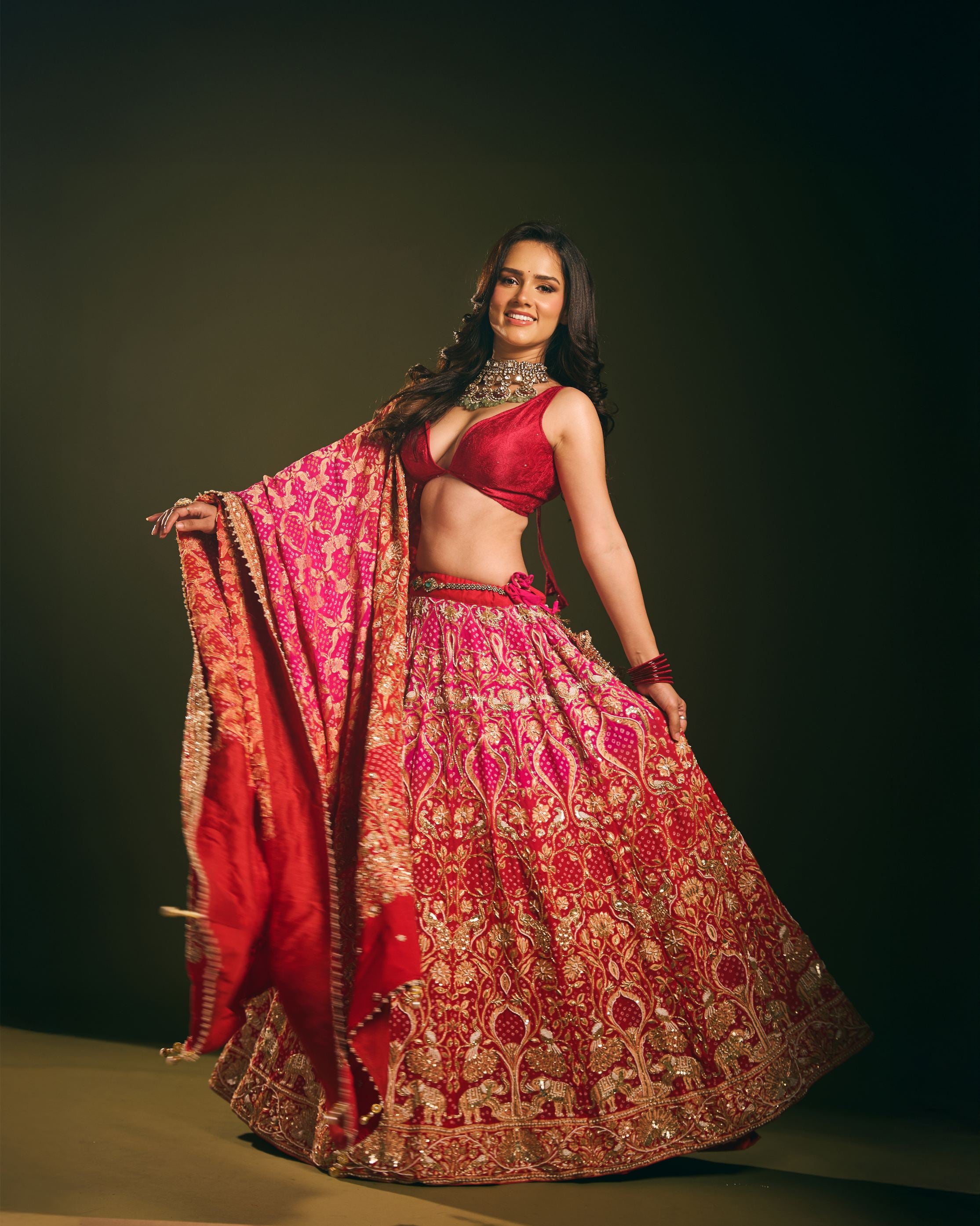 Noor Mahal Multicolor Dupatta Lehenga