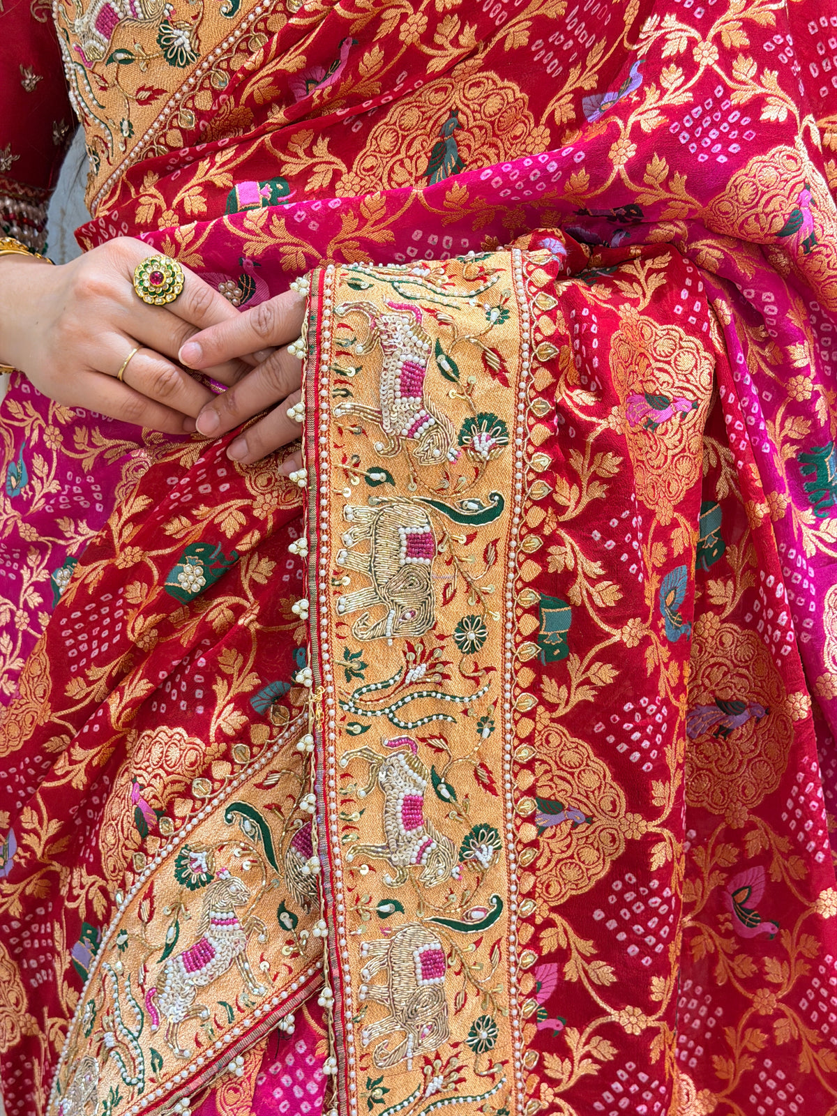 Ishani Royal Meenakari Bandhani Designer Saree